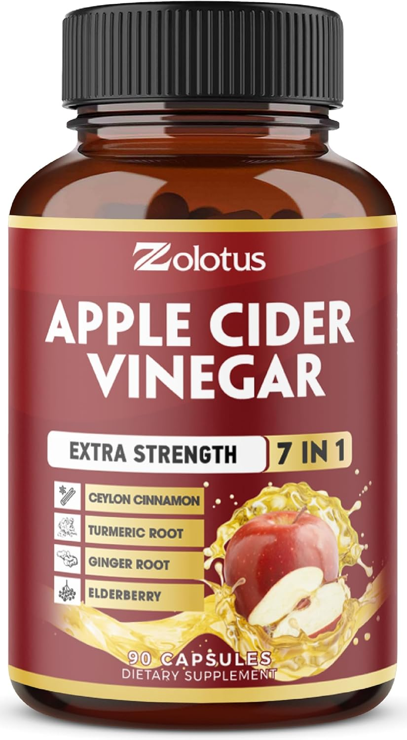 Zolotus 7 in 1 Apple Cider Vinegar Capsules, 3 Month Supply with Ceylon Cinnamon, Ginger Root, Turmeric, Elderberry - 90 Capsules image number 5