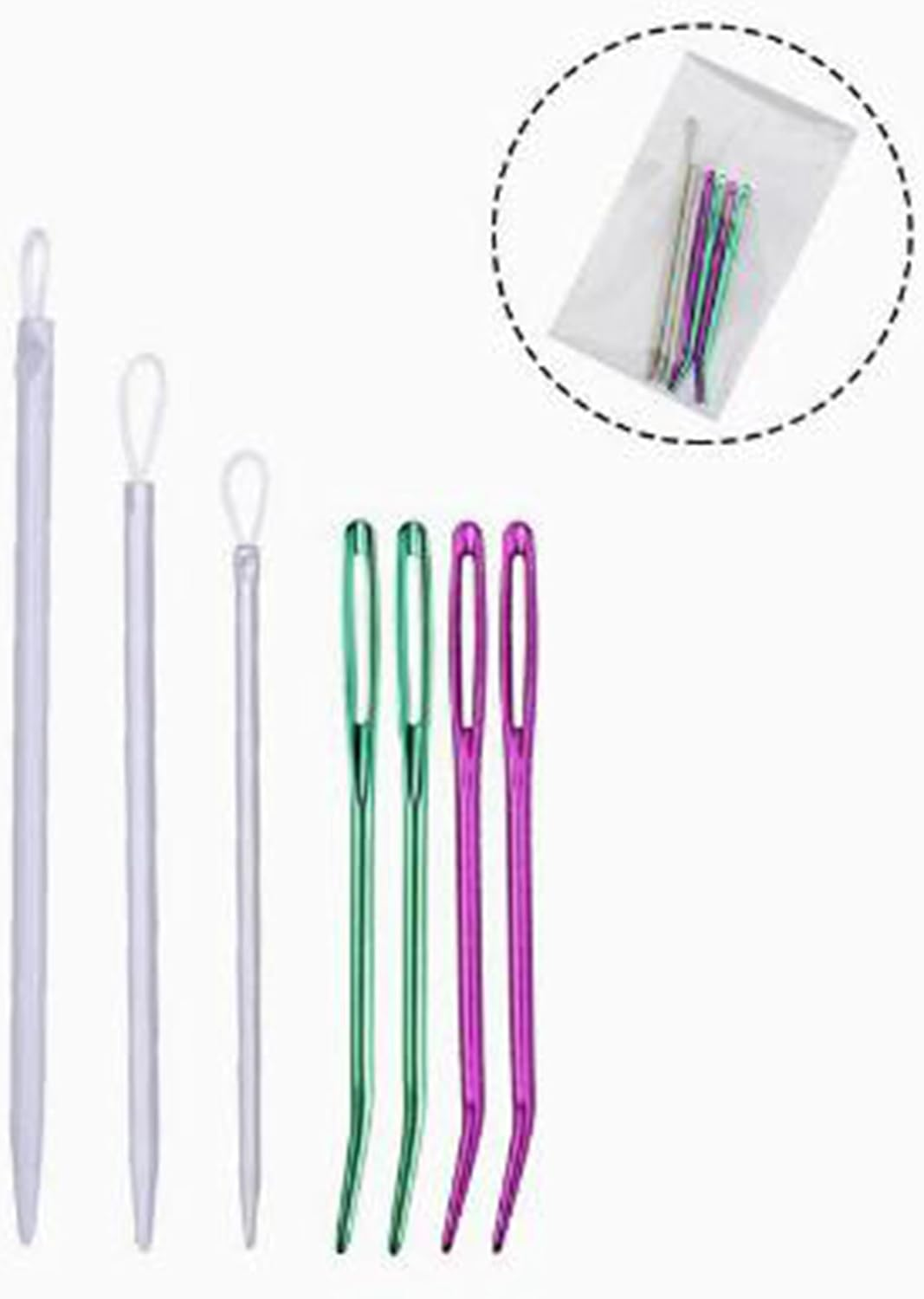 7-Piece Large-Eye Blunt Needle Set - Stainless Steel Tapestry Needles for Yarn Darning, Macrame, and Knitting Projects (3 Assorted Styles)