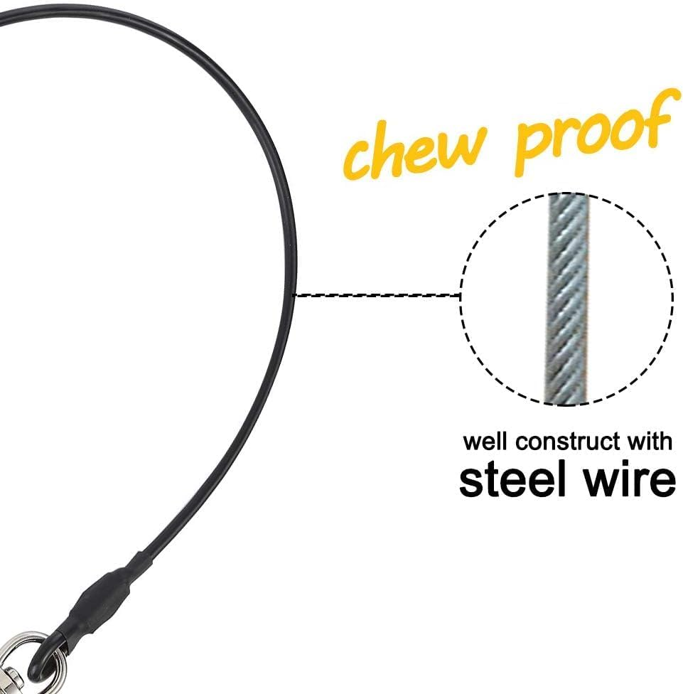 Skogfe Dog Seat Belt Harness for Car,2Packs Dog Seatbelt of Coated Wire Leash Safety Restraint,No Chew Tether Cable Vehicle Dog Accessories,Double Clips & Latch Black, 24 Inch/60Cm (Black)