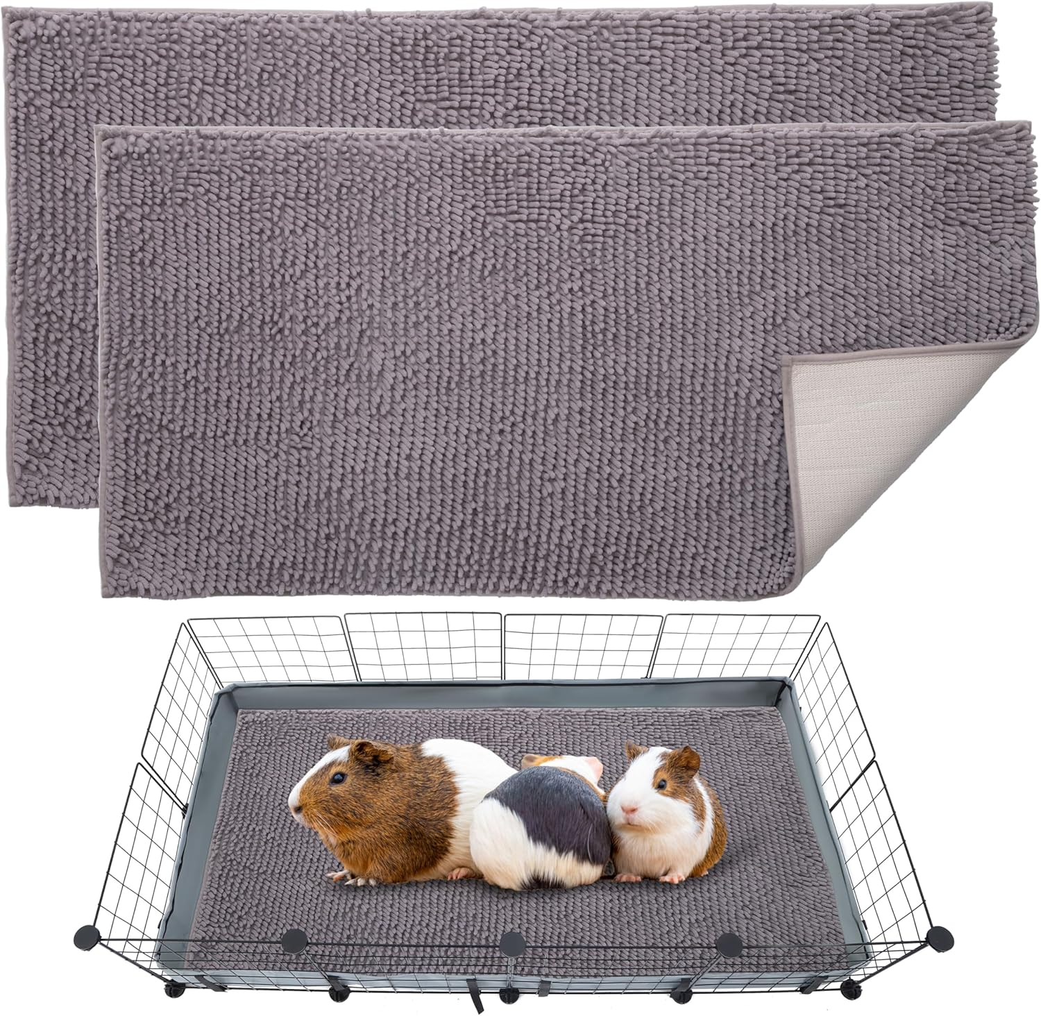 DZWLKJ Guinea Pig Fleece Bedding Cage Liners, 2 Pack 28" X 56" Blanket for Cage, Pee Pads Washable Also for Chinchilla, Ferret, Hedgehog, Hamster, Rabbit, Rat, Bunny and Other Small Animal Cage image number 3