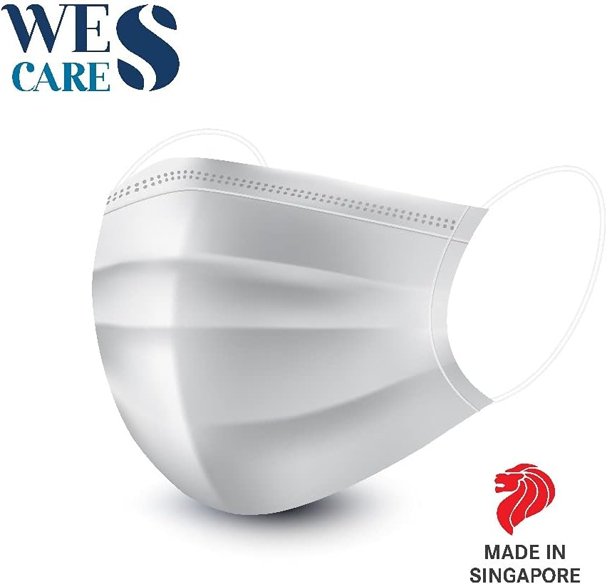 [50Pcs] Wes Care 3Ply Premium Face Mask | Made in Singapore | UV Clean, Soft & Comfortable, Easy to Breathe | Ships from Australia (50 Pieces, Lily White) image number 5