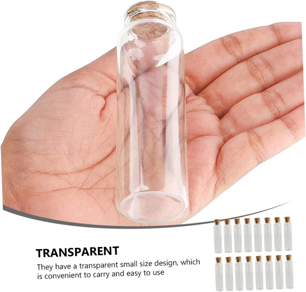 Amosfun 24Pcs 18Ml Glass Drifting Bottles Cork Stoppers Small Storage Craft Wish Bottles for Keepsake Hair and Baby Tooth Collection Souvenir image number 2