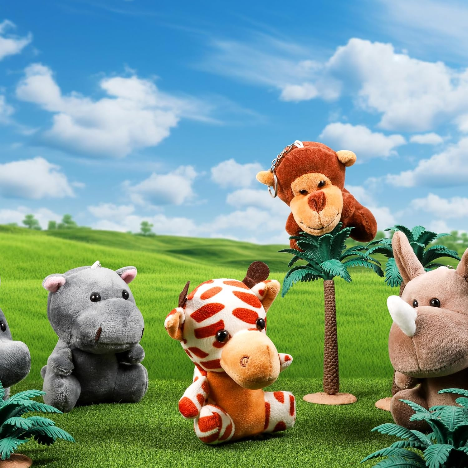 ASONA10 Pcs Mini Stuffed Animal and Plush Toy，4.7 Inch Small Jungle Animals Bulk Animal Keychain Decoration for Kids Party Favors Goodie Bag Stuffers Carnival Prizes Classroom Prizes, Claw Machine image number 1