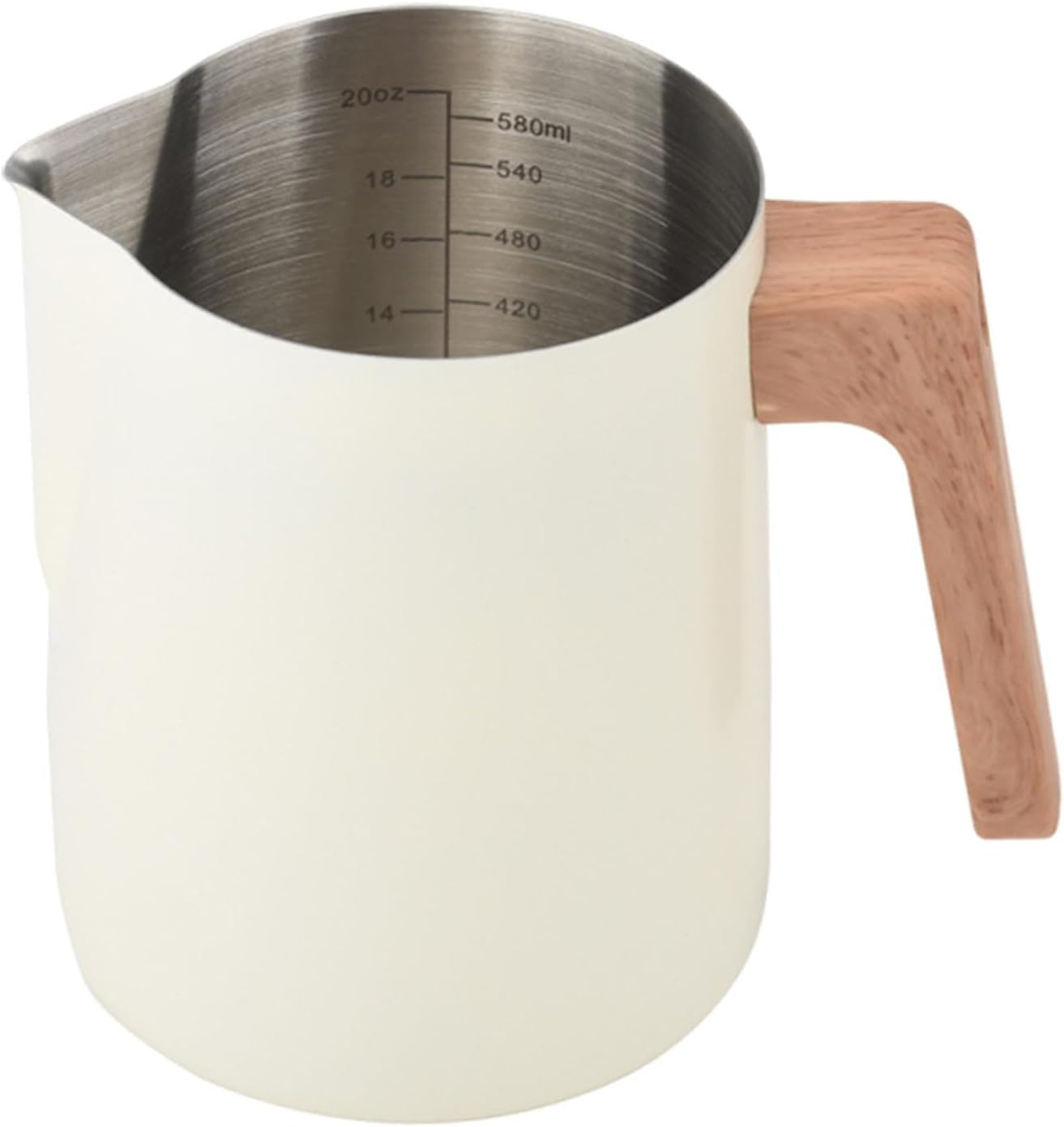 Motivetech Milk Frothing Pitcher, Espresso Cup for Latte Art, Coffee Bar Accessories, 600Ml Coffee Maker with Smooth Surface, Hot Tea, Hot Chocolate, Silver