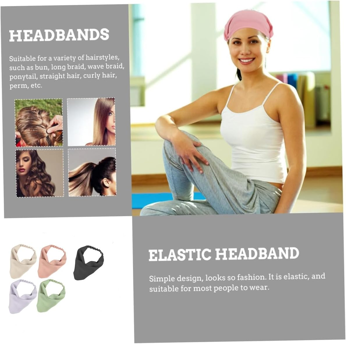 Jjiaolinin Head Scarf, 5 PCS Boho Triangle Headbands Pure Color Chiffon Head Kerchief Hair Bandanas Wide Turban Hair Scarfs Elastic Hair Band, for Women and Girls image number 3