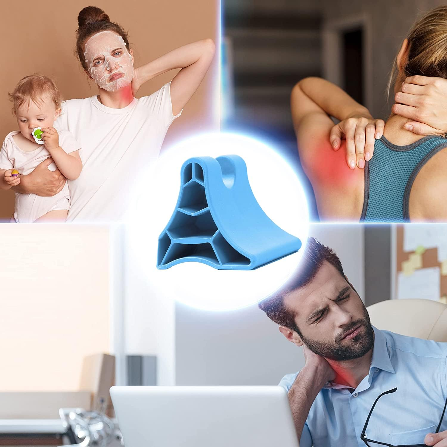 Occipital Release Tool, Portable Cervical Vertebra Suboccipital Release Device, Handheld Deep Muscle Trigger Acupressure Point Massager, Pain Relief for Headache Migraine Neck Shoulders Back (Blue) image number 2