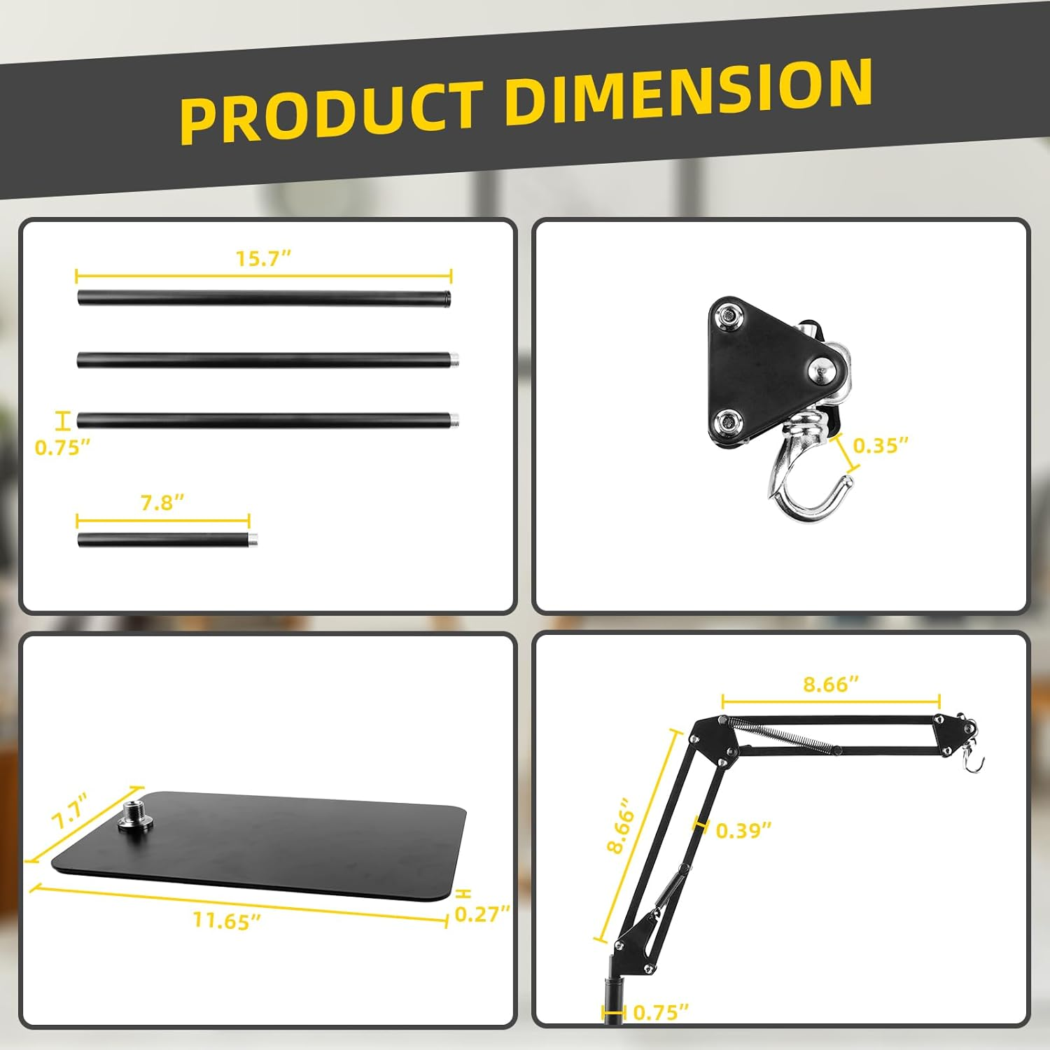 Glowup Reptile Lamp Stand Adjustable Heat Lamp Stand Height 40-140 Cm, 360&deg; Rotation Reptile Lamp Holder with Base Terrarium Light Stand for Tortoises Spider (Without Lamps) image number 3