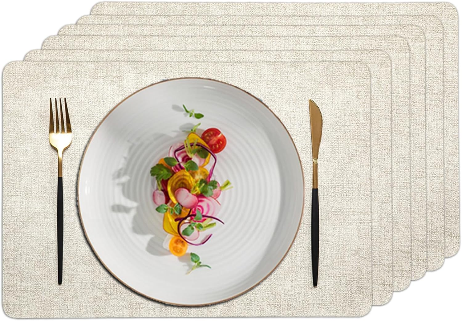 Placemats for Dining Table Set of 6 | Heat Resistant, Waterproof & Washable | Non-Slip, Stain Resistant & Easy to Clean | Table Mats for Indoor&Outdoor, Restaurants and Kitchens - 43X30Cm, Dark Green