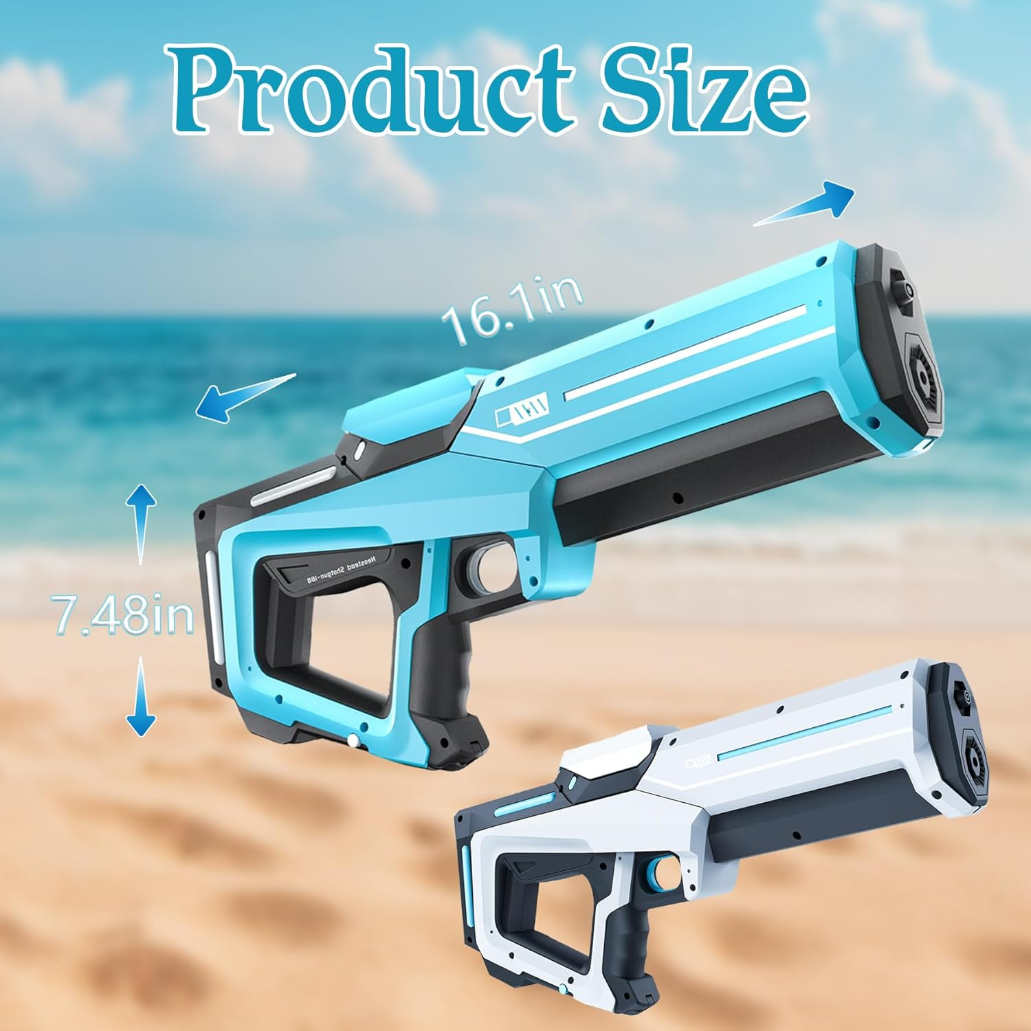 Electric Water Gun for Kids Adults, IGGDOQI Automatic Water Gun, Waterproof Design, Automatic Water Suction, Battery Powered, 8M-10M Long-Range Shooting, Summer Outdoor Party Pool Beach Toys for Kids - White image number 6
