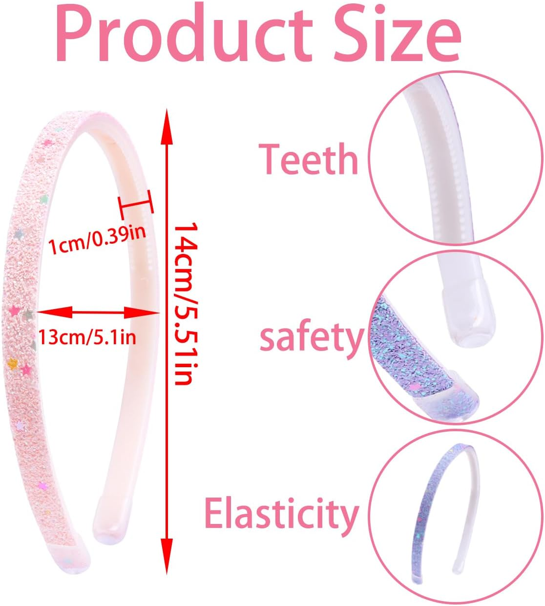 Ehuixinsheng 4PCS Little Girls Glitter Headband,Sequin Thick Bling Cute Sparkly Non Slip Hairbands Colorful Hair Accessories for Washing Face Christmas Head Band image number 1