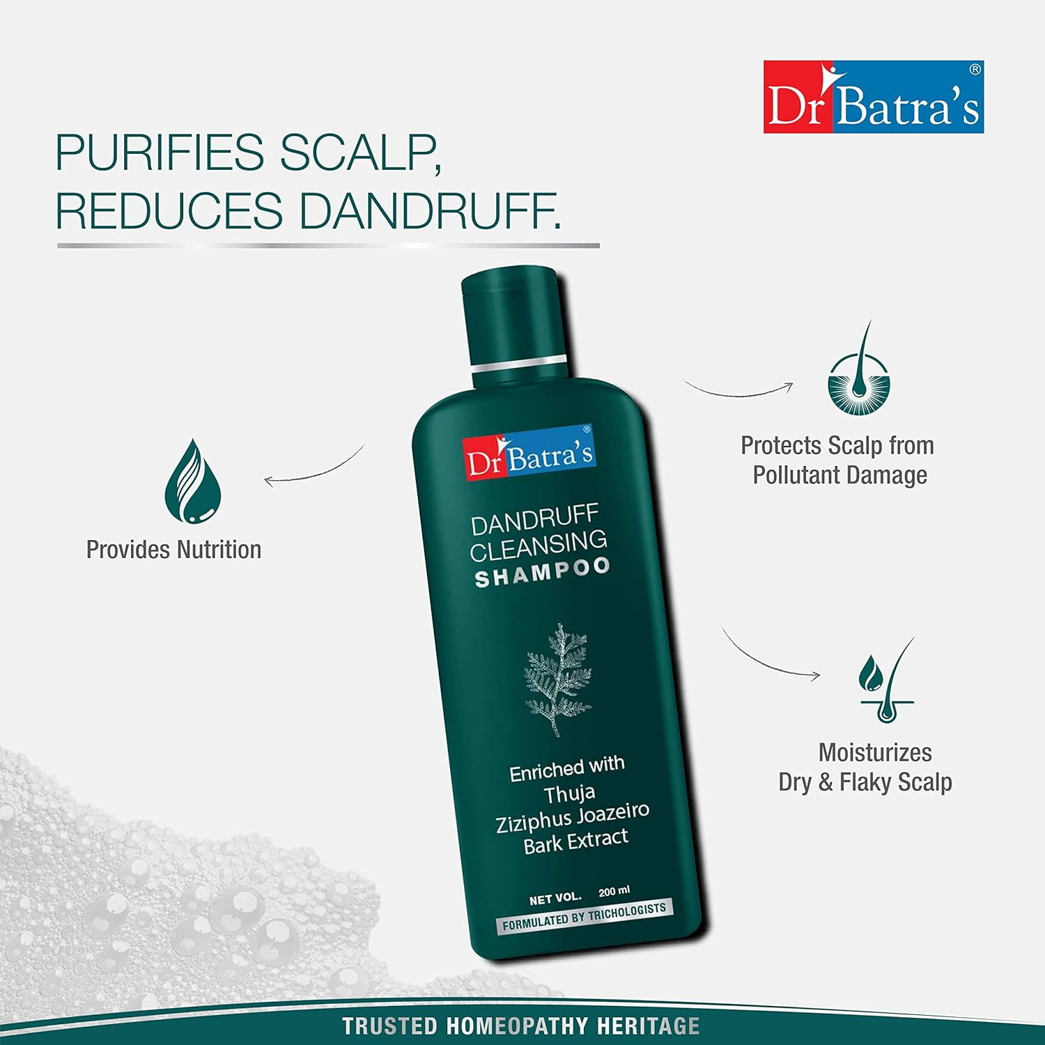 Dr Batra'S Dandruff Cleansing Shampoo Enriched with Thuja for Silky Hair 200Ml by Dr Dry image number 6