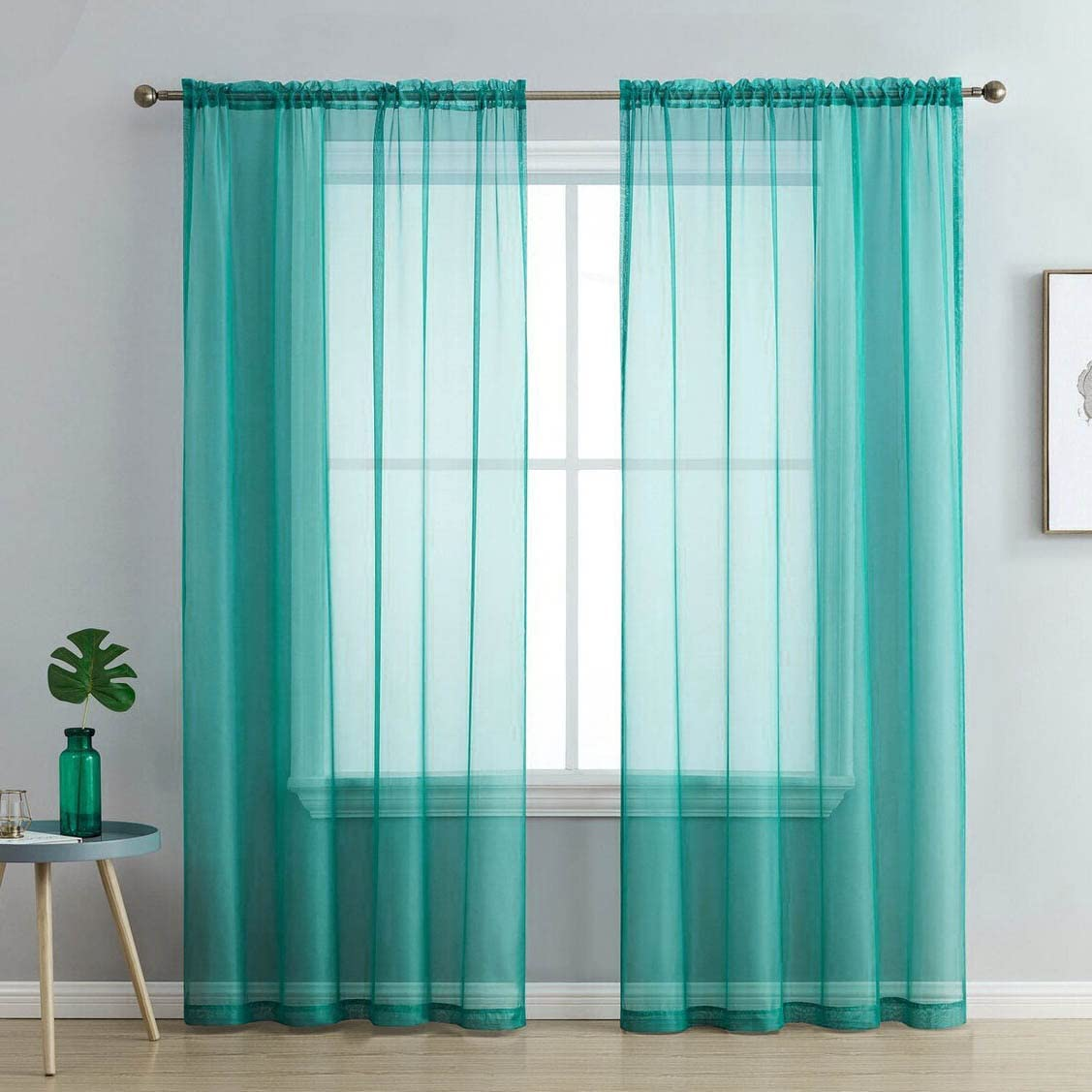 Set of 2 Luxton White Sheer Curtains, Rod Pocket Voile Curtain Panels 140X213Cm (White Colour) - Black image number 4