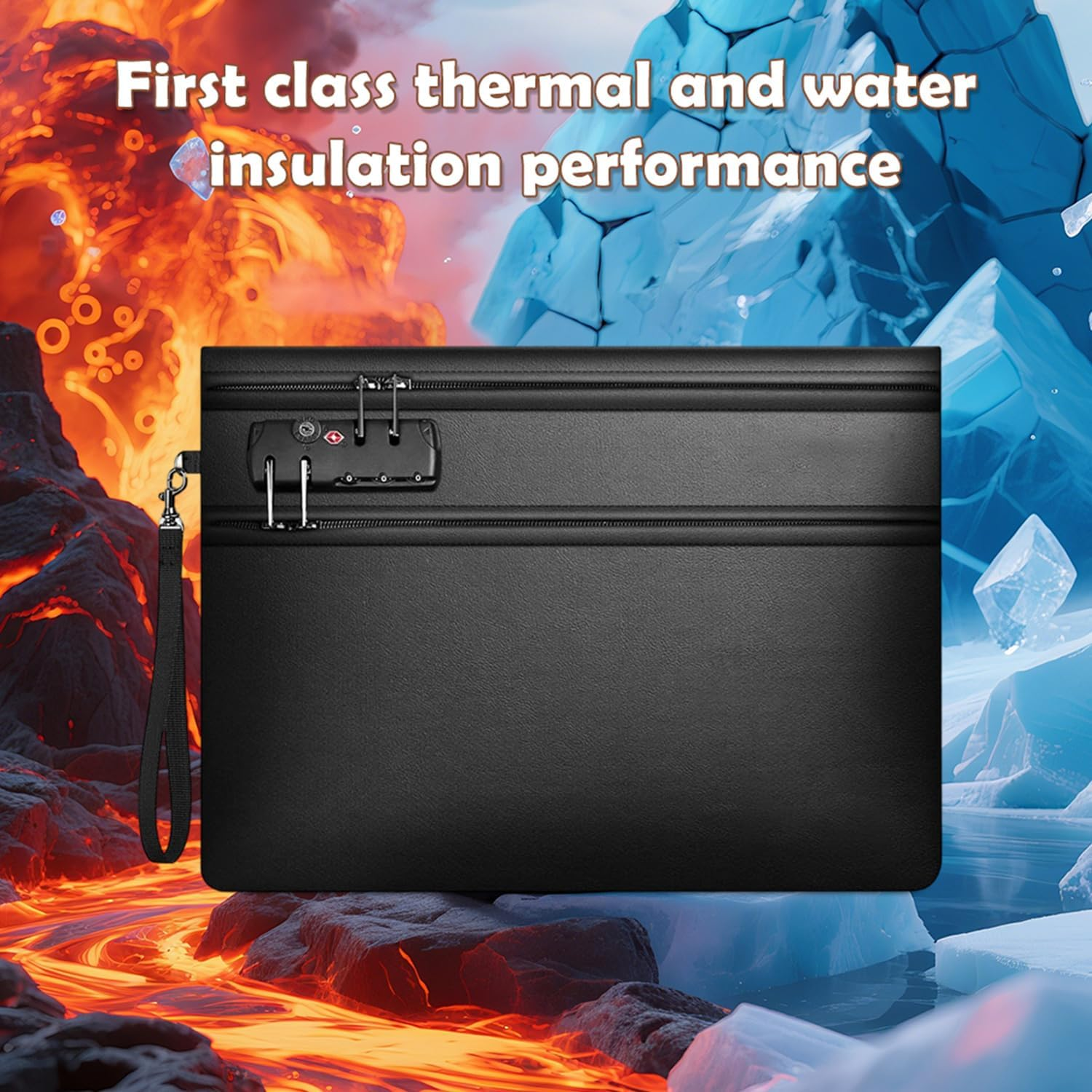 6400&deg;F Fireproof Document Bag with Lock (36 X 26 Cm), 12-Layer Thermal Insulation & Double Zip Compartment, Fireproof Bag & Wallet for Securing Cash, Passport, Jewels & Valuables image number 5