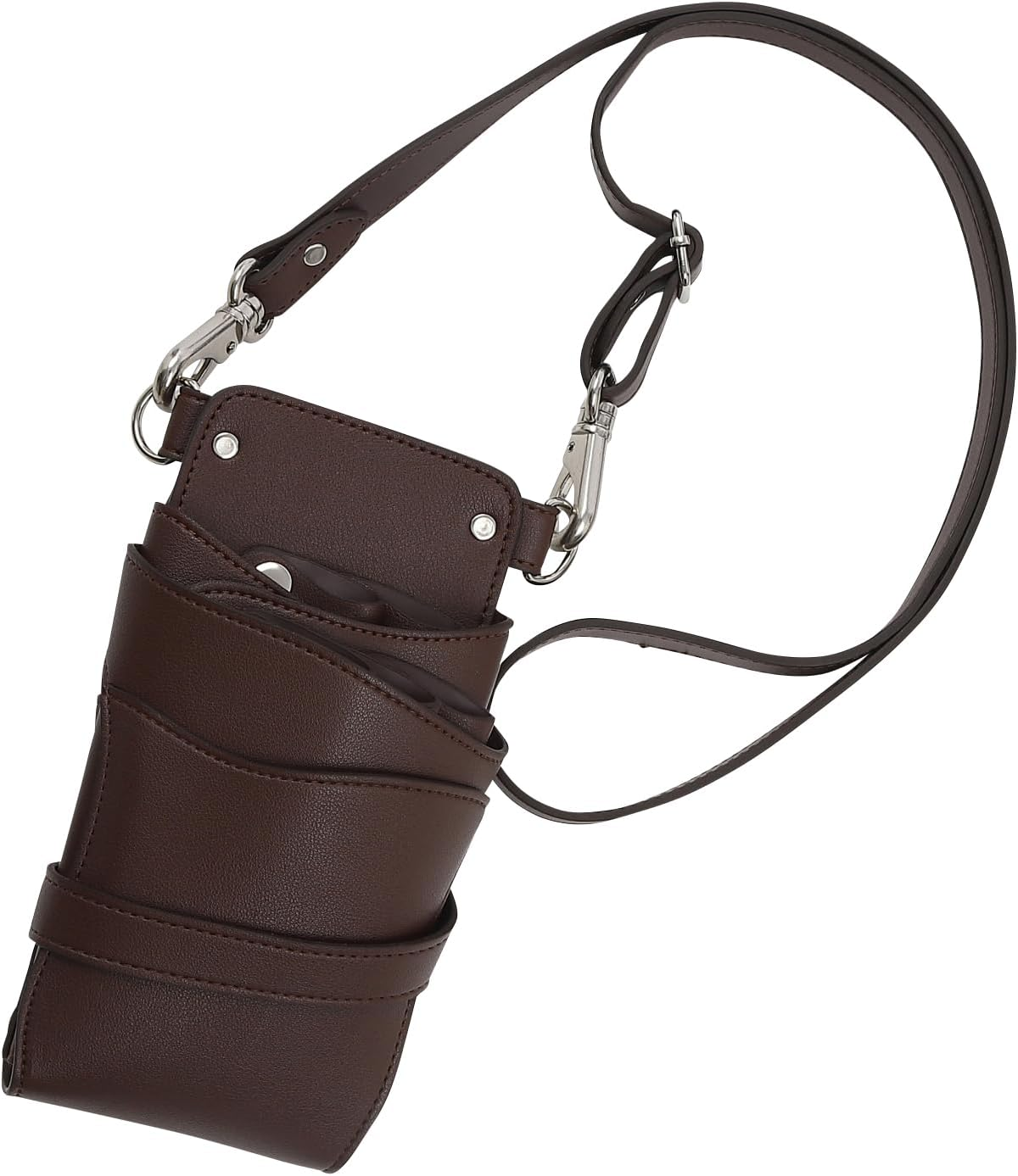 Dp 0-5 Scissor Case Plat Brown with Large Capacity Pocket & Brush Holder PR-004 Hairdresser Barber Trimmer image number 6