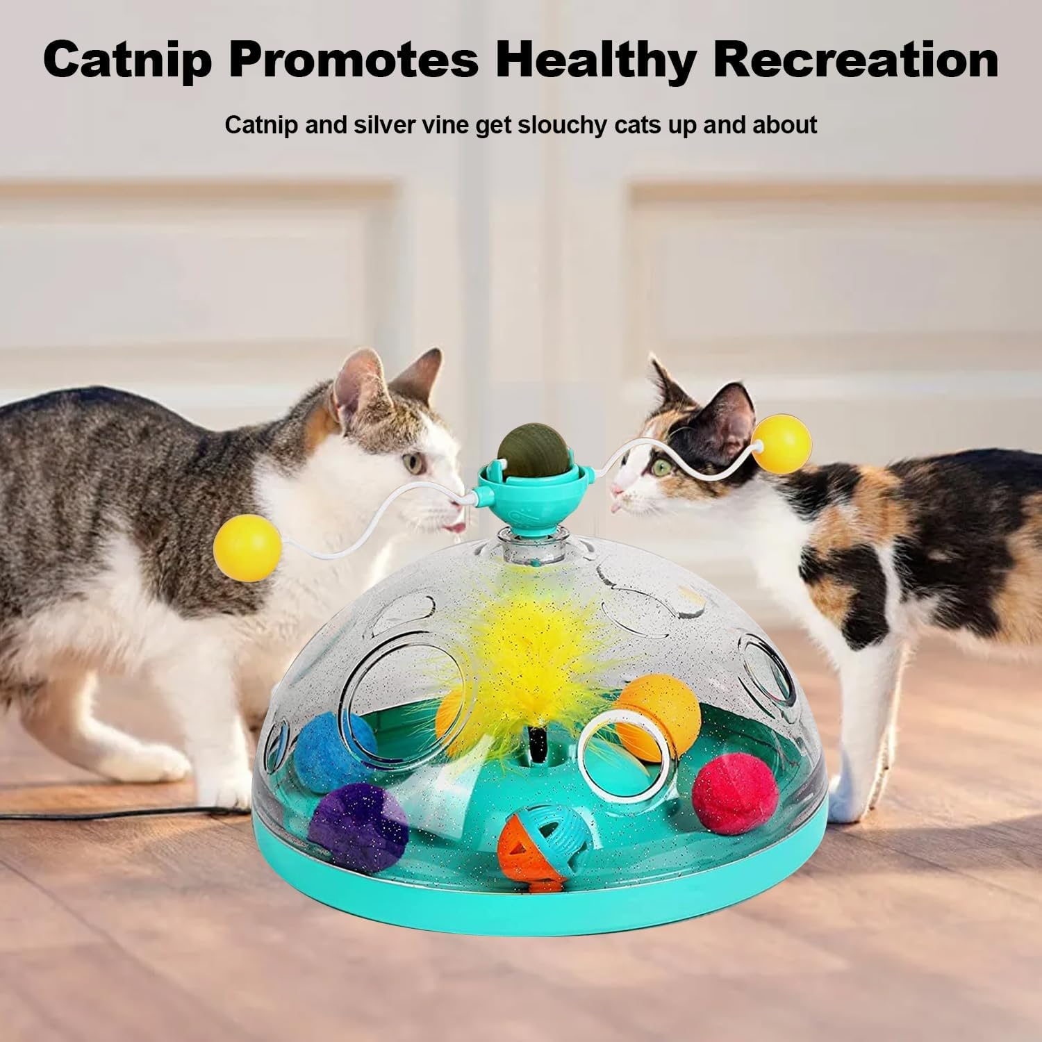 Interactive Toys for Cats,4 in 1 Cat Toy Indoor for Cats Interactive Cat Toy,Interactive Cat Toy for Indoor Cats,Puzzle Cat Toys Kitty Treasure Chest image number 5