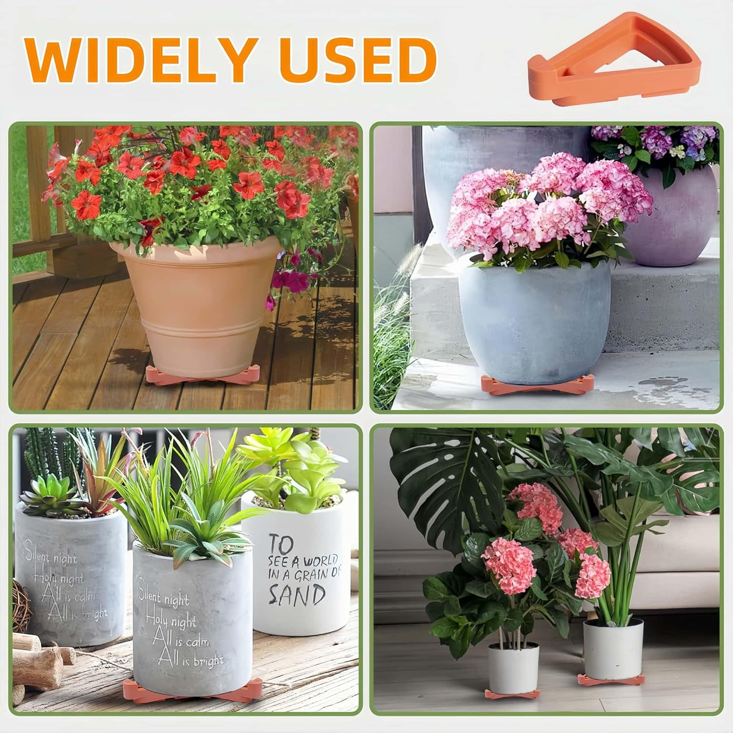 HOLADAWN 12 Pack Invisible Flower Pot Feet, Plant Pot Risers for Indoor & Outdoor, Pot Toes Stand for Small to Large Planters Use