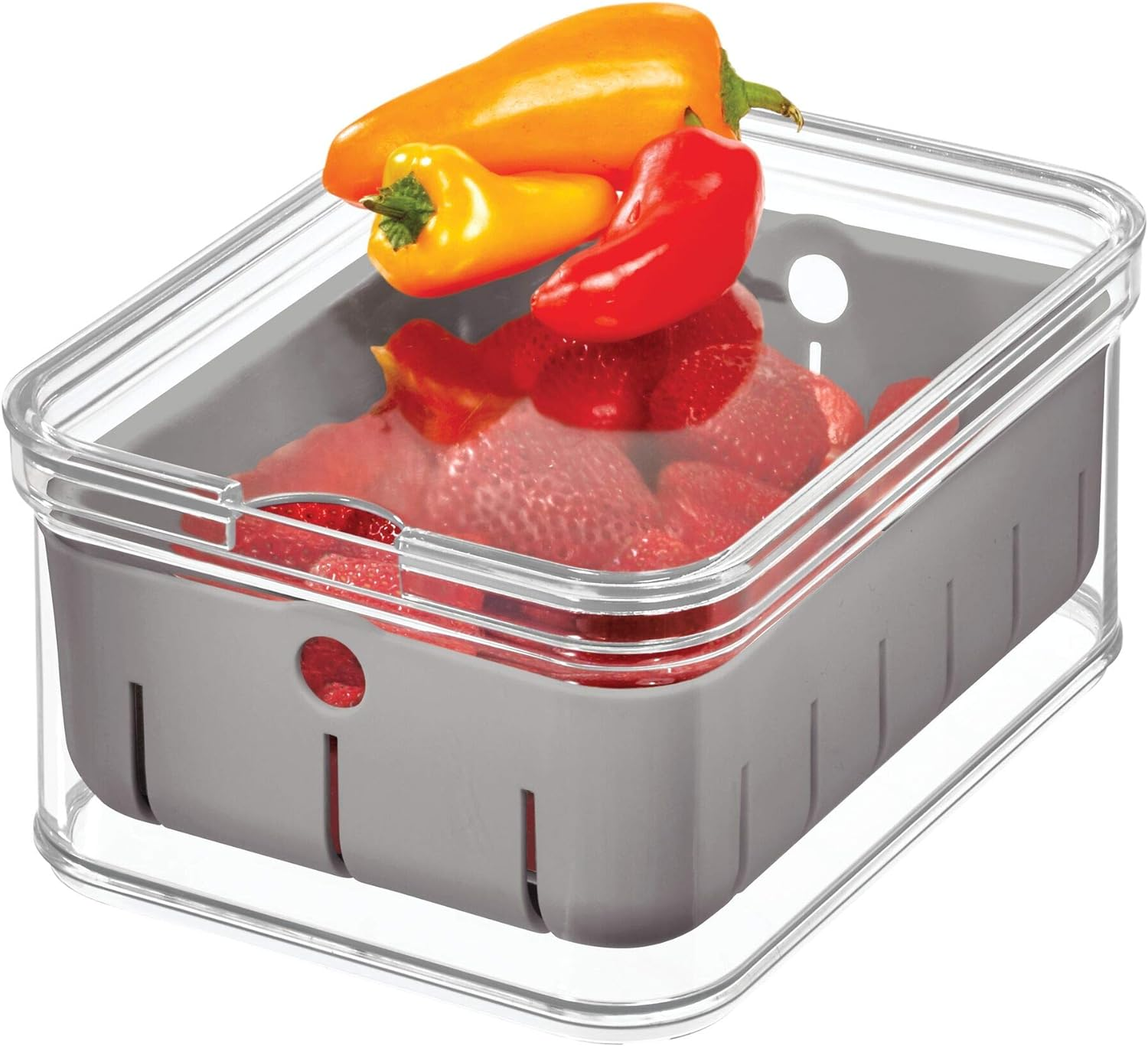 Idesign Crisp Bpa-Free Plastic Produce Storage Bin - 8.32" X 6.32" X 3.76", Clear/Gray - Egg Bin image number 2