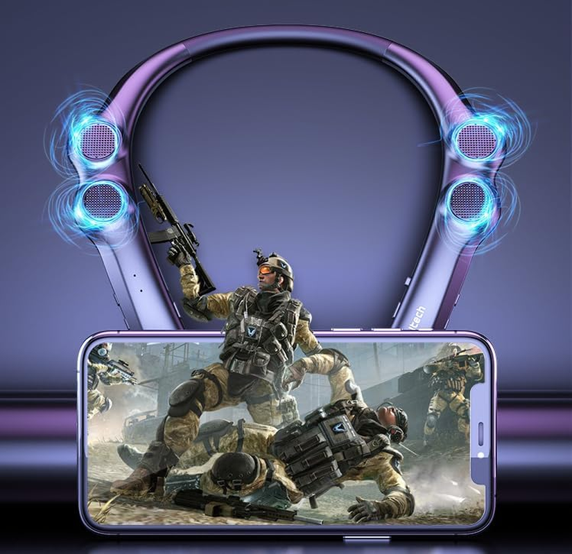 Neck Speaker Hands-Free: 15H Wireless Bluetooth Wearable - Ultra-Light 78G for Hiking, Workouts & WFH, Portable Surround Sound W/Mic image number 4