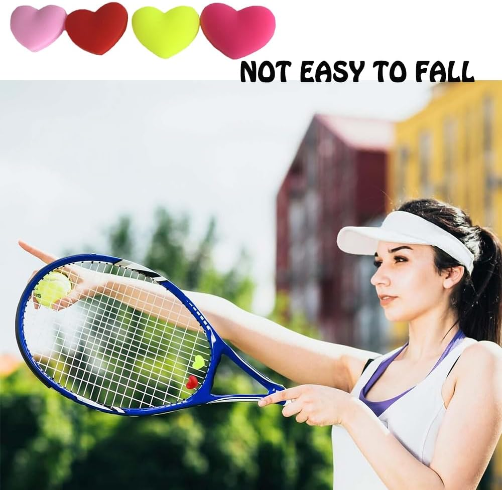 4Pcs Heart-Shaped Tennis Racquet Dampeners,Tennis Racket Shock Absorbers,Cute Silicone Shock Absorbers,Tennis Dampener for Racket,Tennis Racquet String Dampener,Tennis Vibration Dampener image number 3