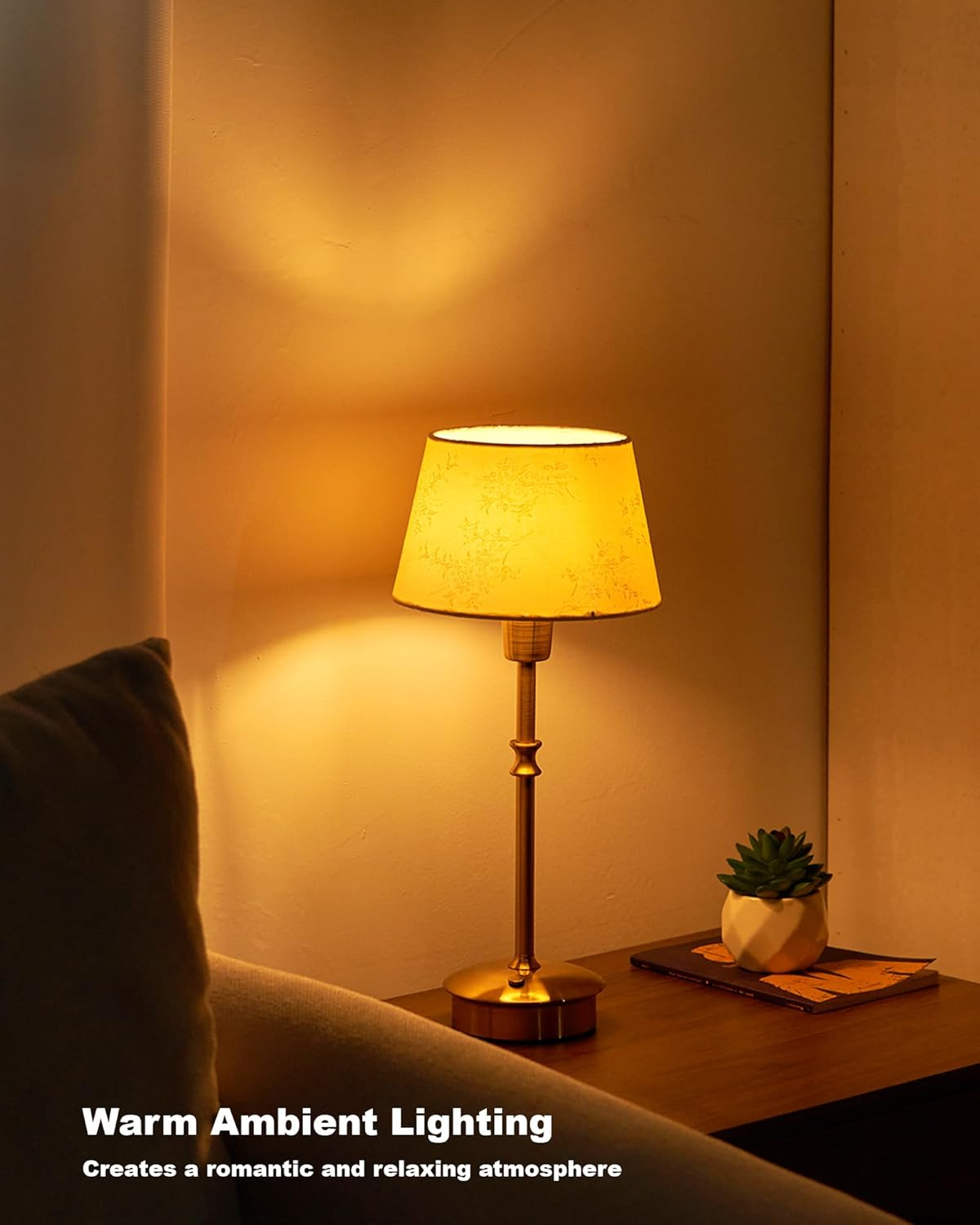 UMEXUS Cordless Table Lamp with Dimmer, 5200Mah Rechargeable Battery Operated Lamps for Restaurant Dinner Table, Small Portable Touch Bedside Light for Living Room Kitchen Dining Room Patio Home Decor image number 5