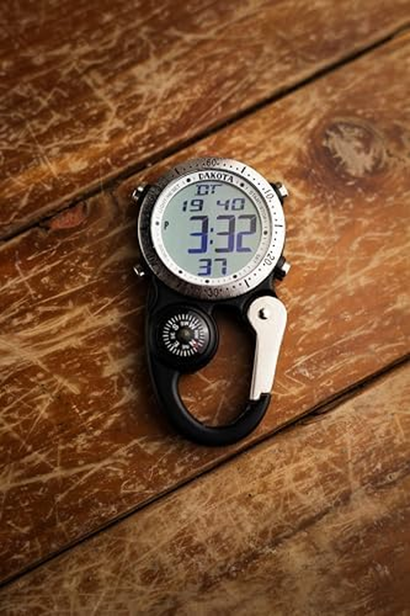 Dakota Digital Backpacker Clip-On Watch &ndash; Rugged Waterproof Fob Watch with Compass, Stopwatch, Alarm & Dual Time | Heavy-Duty Alternative to Pocket Watch for Men & Women | Ideal for Camping, Defence, Tradies &ndash; BLACK image number 6