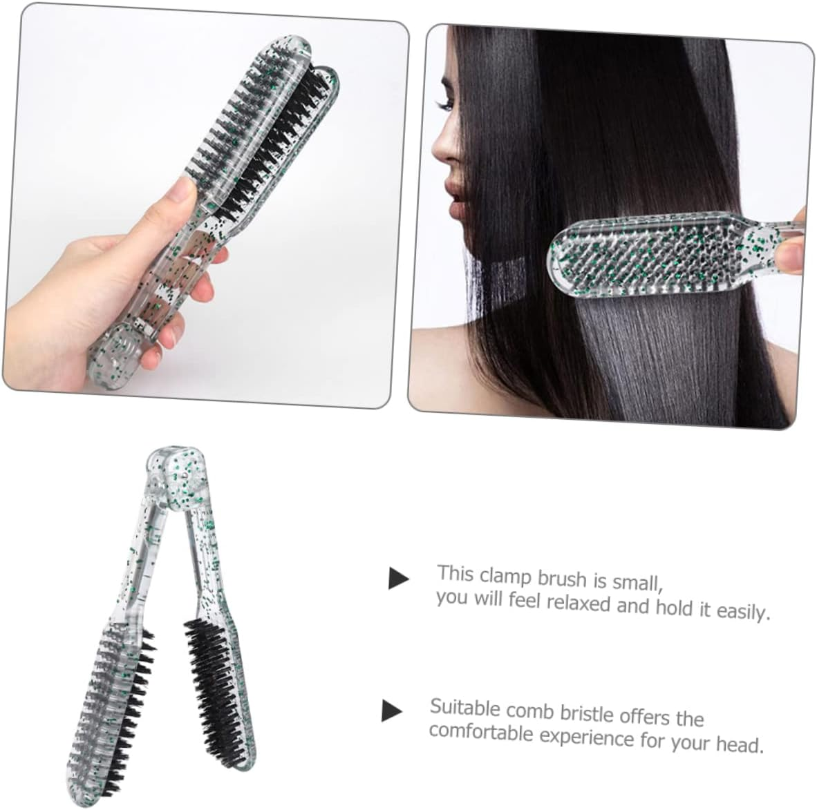AUTSUPPL Professional Clamp Hair Brush for Rapid Straightening Styling Comb Bristle for Women Hair image number 4