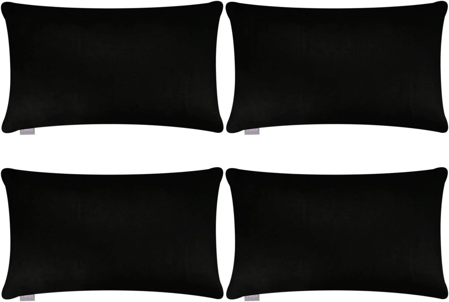 4-Pack Cotton Comfortable Solid Decorative Throw Pillow Case Rectangle Cushion Cover Pillowcase for Lumbar (Cover Only,No Insert) (12X20Inch/30X50Cm, Black) image number 3