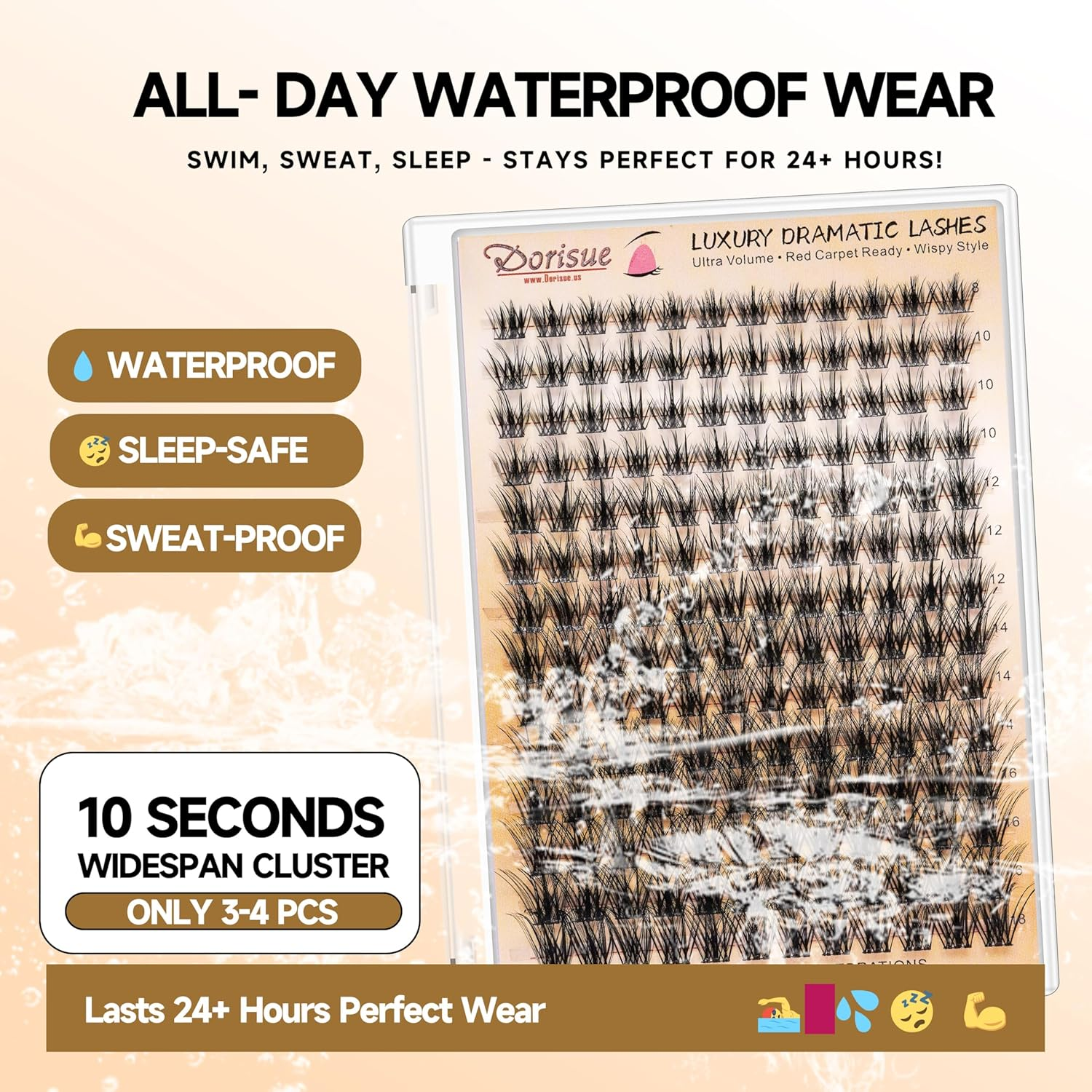 Dorisue Dramatic Volume Cluster Lashes 168PCS - Theater Grade High Impact Kit with Reinforced Bond Technology, Christmas Party New Year, Professional Tools with Premium Tweezers Bond Seal Remover image number 5