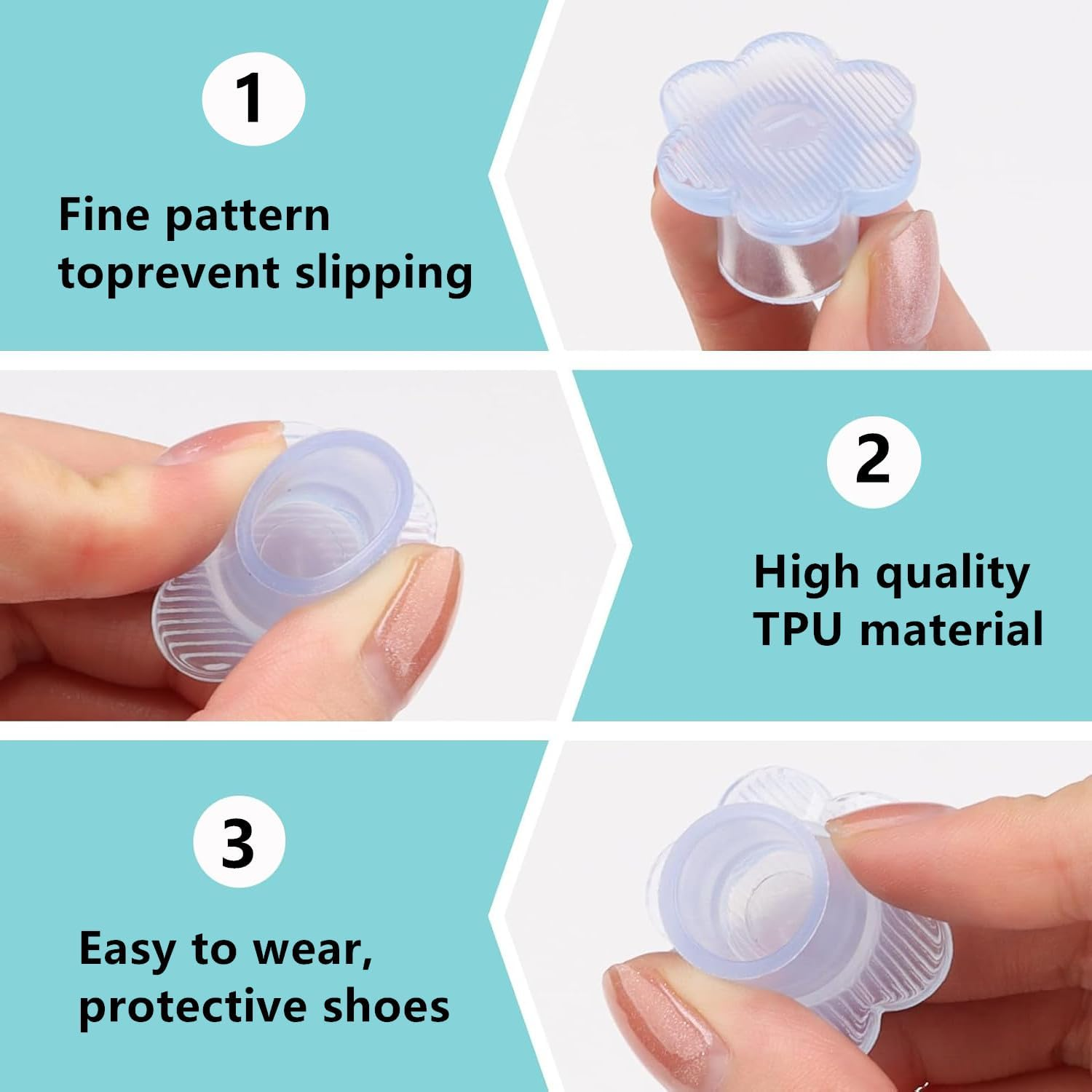 5 Pairs High Heel Protectors, for Shoes Women Soft Heel Covers Heel Repair Caps Covers,For Walking on Grass and Uneven Floor to Prevent Noise Non-Slip for Weddings Occasions (5 Sizes) image number 3