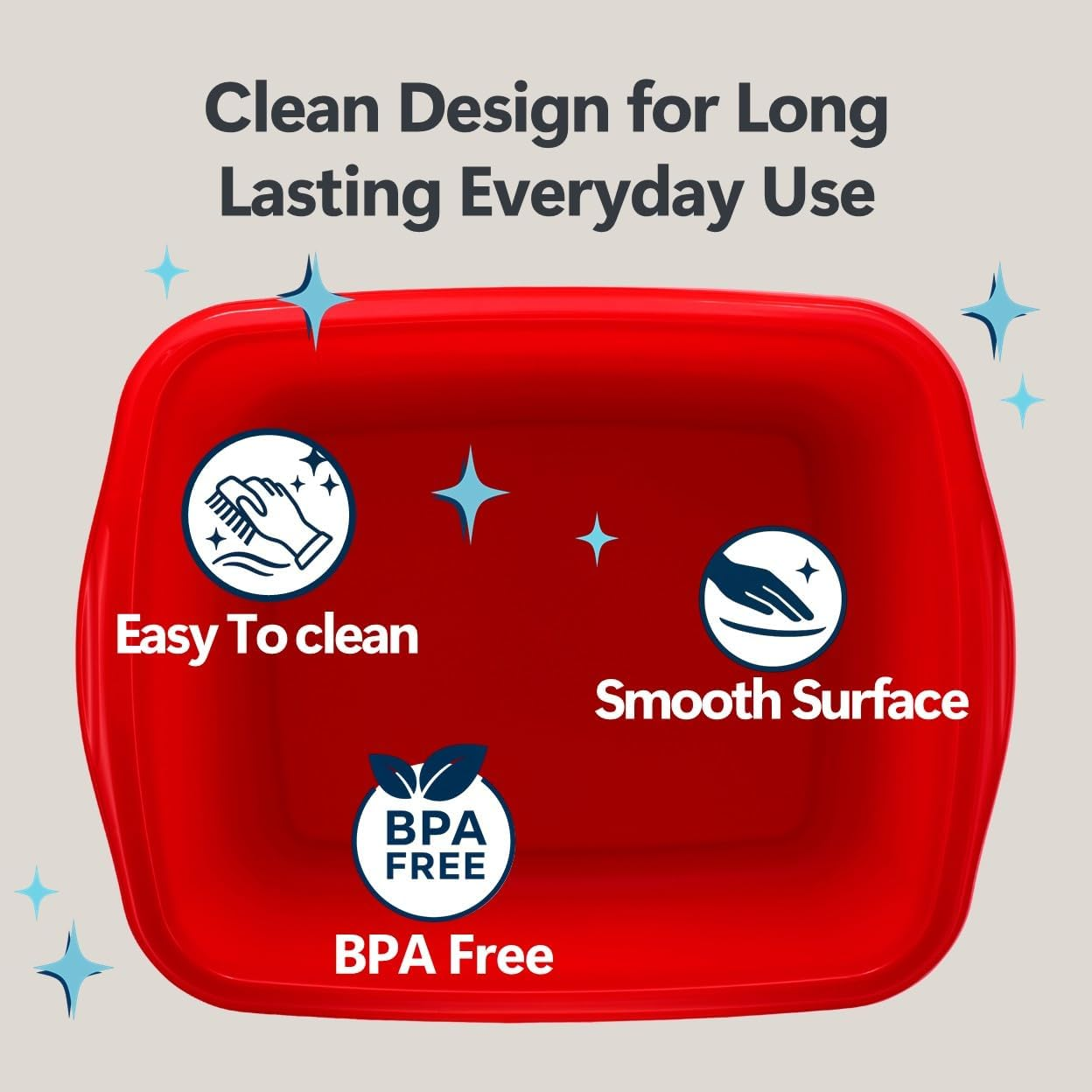 Tribello 2-Pack Dish Pans for Kitchen Sink, Plastic Tub Dishpan Wash Basin and Foot Bath for Soaking Feet, Wash Bucket for Washing and Storage Cleaning Supplies - 12 Quarts - Heavy Duty - (Red)