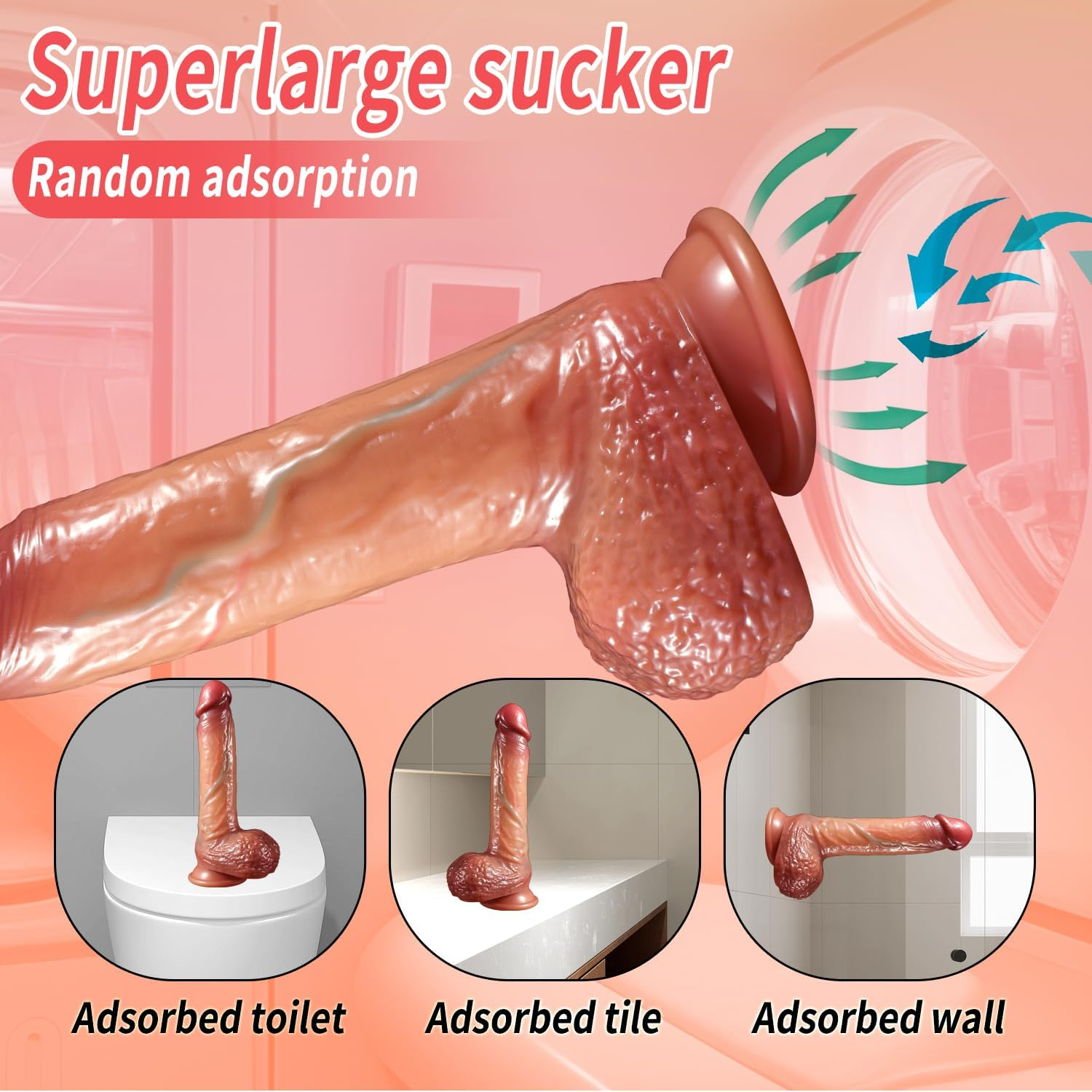 Movable Foreskin Dildos,8.46 Inch Huge Thick Dildo Sex Toys for Women, Double Silicone Dildo with Powerful Suction Cup,Adult Sex Toys image number 5