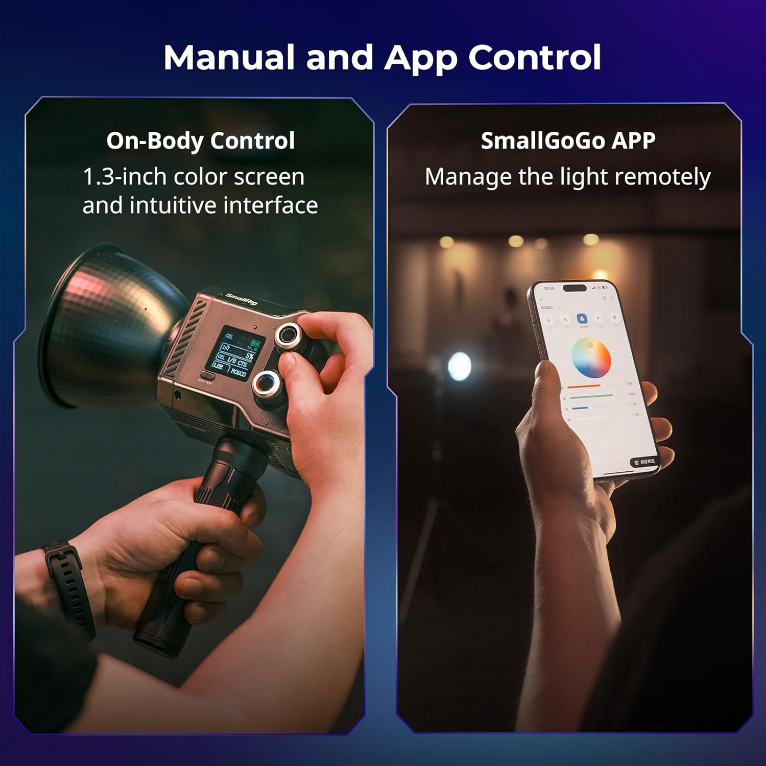 SMALLRIG RC 60C RGB LED Video Light 2500K-10000K Color Temperature, Supports PD Fast Charging, Manual and App Control, for Shooting on the Move, with 12 Light Effects, Powerbank Clamp Edition - 4810 image number 3