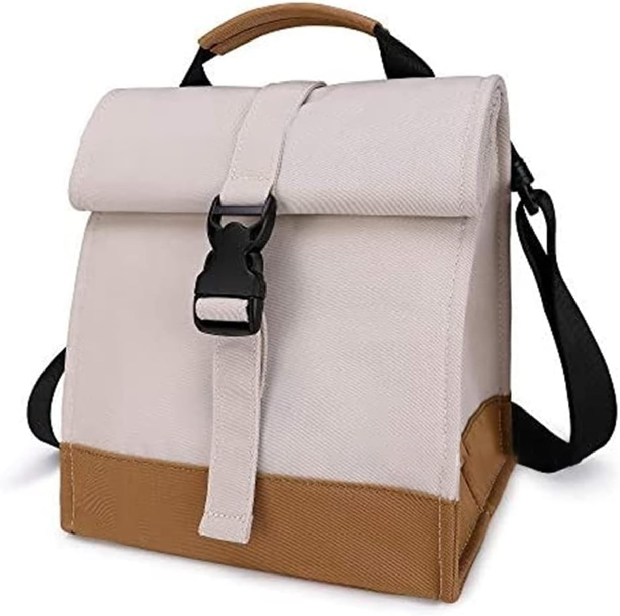 Insulated Lunch Bag for Men & Women Leakproof Cooler Lunch Tote Bag Freezable，Reusable Roll Top Lunch Box for Office Work School Picnic Beach Lunch Outdoor Picnics（Black）