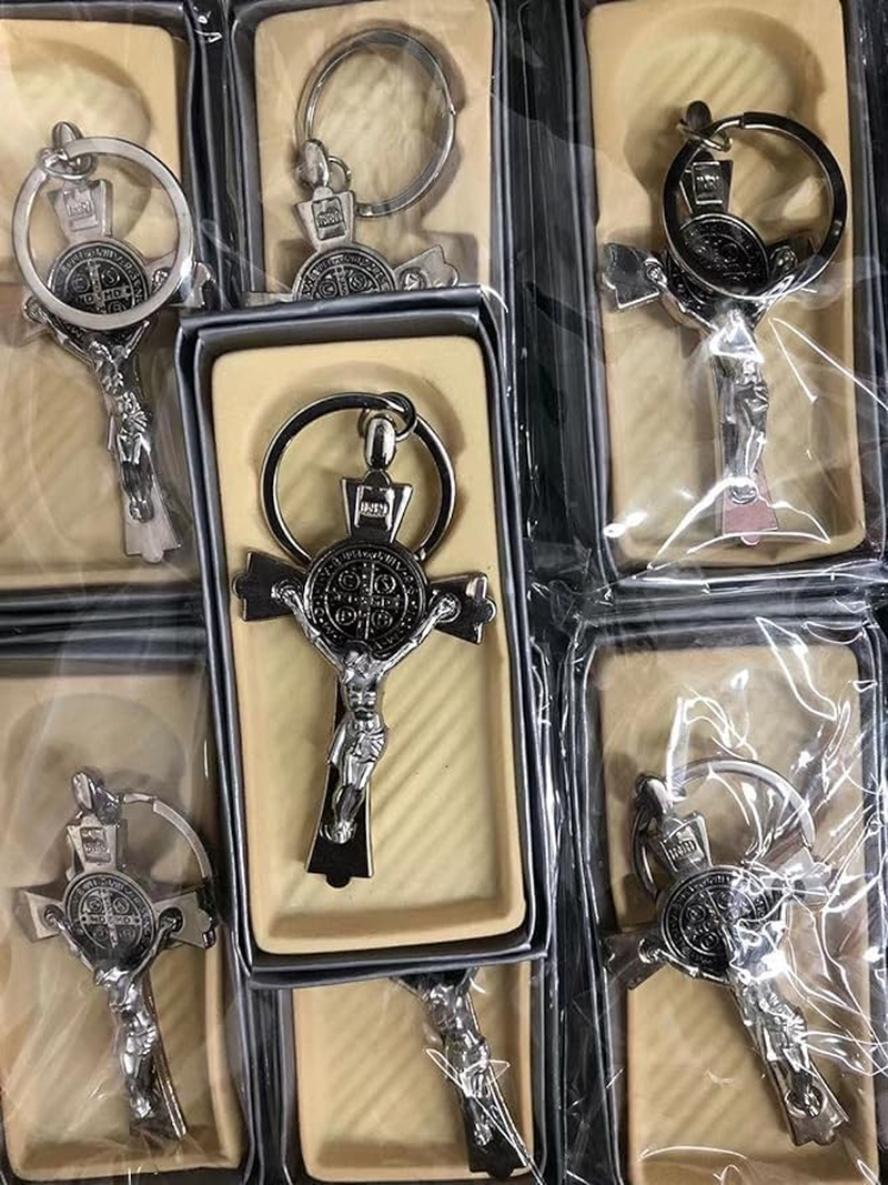 Set of 12 3D Cross Keychain with Gift Box/Party Favor/Baptism Gift Favor/Christening Favor/Cross Charm/Religious Favor image number 2
