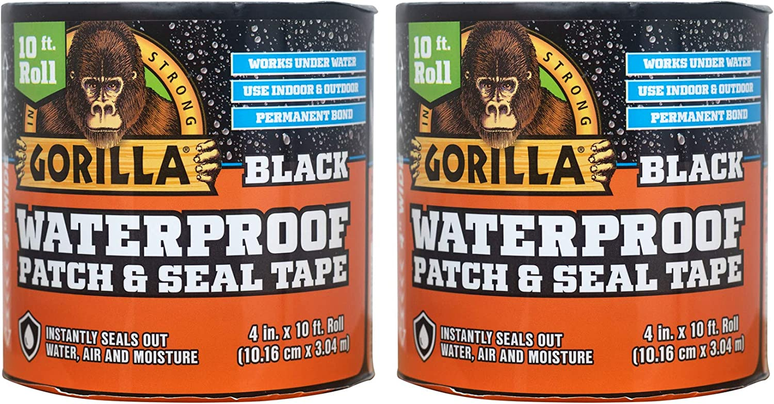 Gorilla Waterproof Patch & Seal Tape 4" X 10' Black, (Pack of 2) image number 4