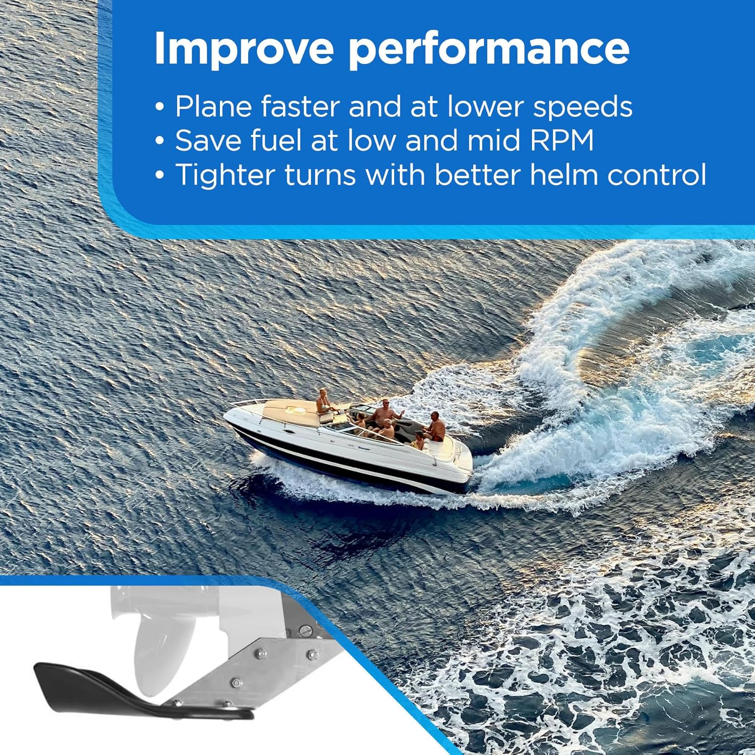 R-35 Hydrofoil Boat Stabilizer for 8-100 HP Motors - Skeg-Mounted Thermoplastic Shield with Stainless Steel Mounting Brackets - Standard Size Fin for Boats under 18 Feet image number 2