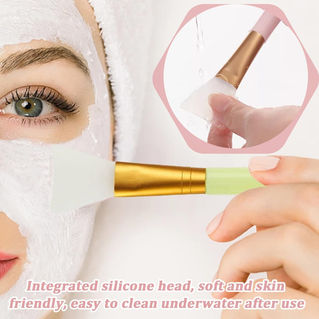 Pack of 6 Mask Brush, Face Mask Applicator, Silicone Face Mask Brush, Brush for Masks, for Face Mud, Clay Mask, DIY Modelling Mask, Body Lotion image number 3