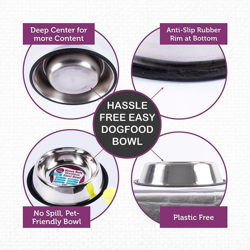 Leona Co Stainless Steel Metal Dog Bowl, 790/1190Ml, Heavy Duty, Rust Resistant, anti Sliding, Pet Water Dish Feeder Bowl for Cats and Dogs, Dry and Wet Foods (1190Ml) image number 6