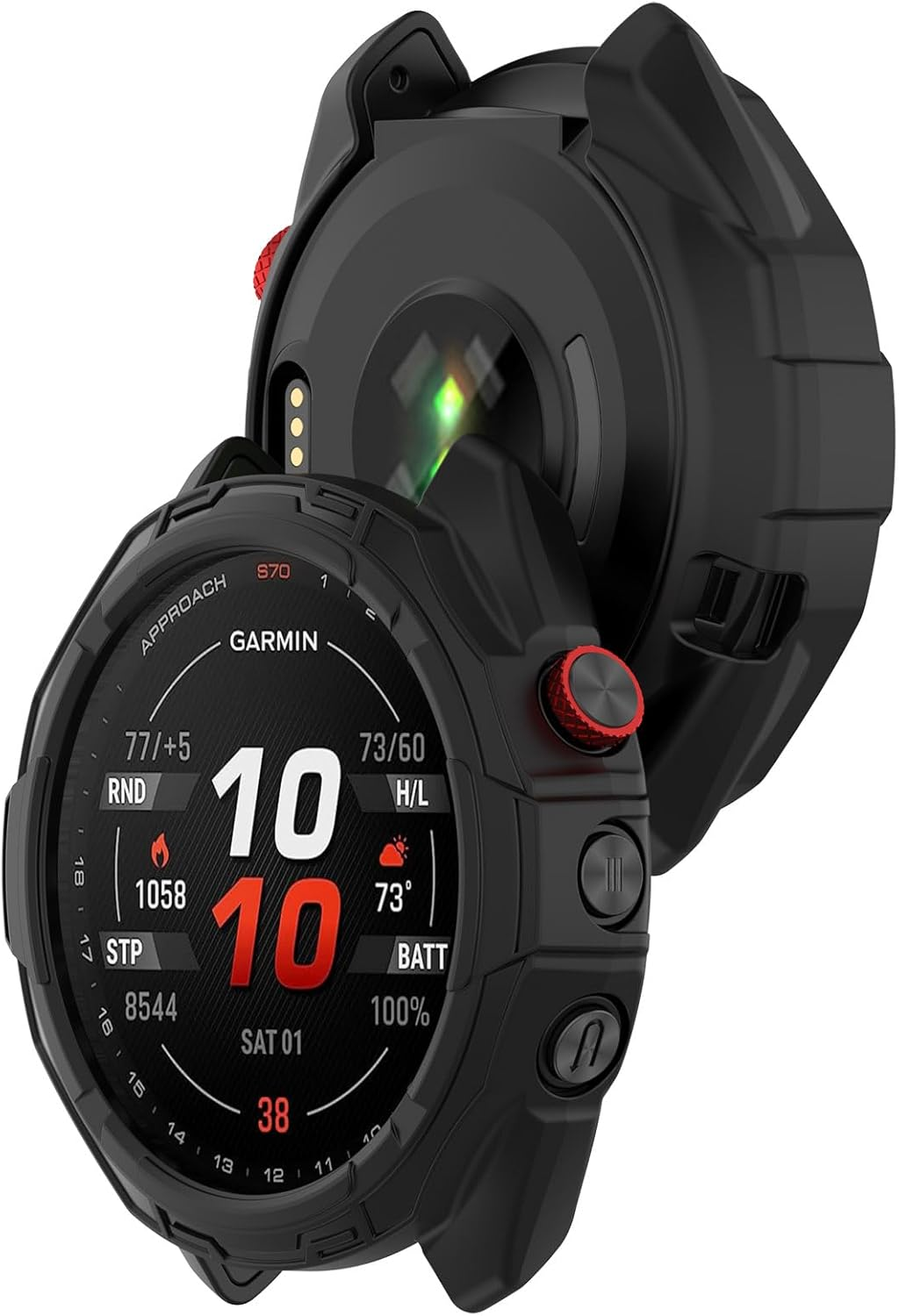 Screen Protector Case Intended for Garmin Approach S70(47Mm) Smartwatch Accessories Colorful Covers Scratched Resistant Full Protective Cover for Approach S70(47Mm) (Black) image number 6