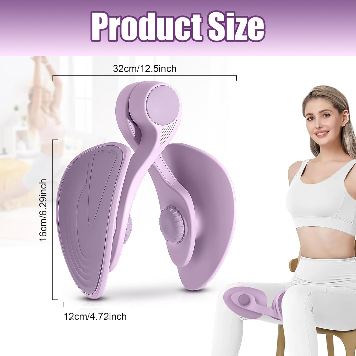 Thigh Exerciser for Women, Thigh Master Exercise Equipment for Home,Pelvic Floor Trainerfor Home, Gym, Postpartum Rehabilitation (Purple) image number 4