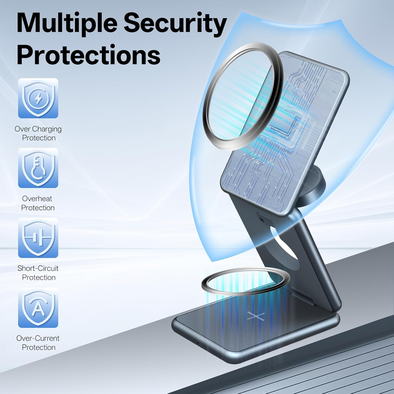 Foldable 3-In-1 Inductive Charging Station, Mobile Phone Charging Station for Phone and Apple Watch, Inductive Wireless Charging Station, 15 W Wireless Charger for Phone 8-14, for Apple Watch S1-S8/SE image number 2