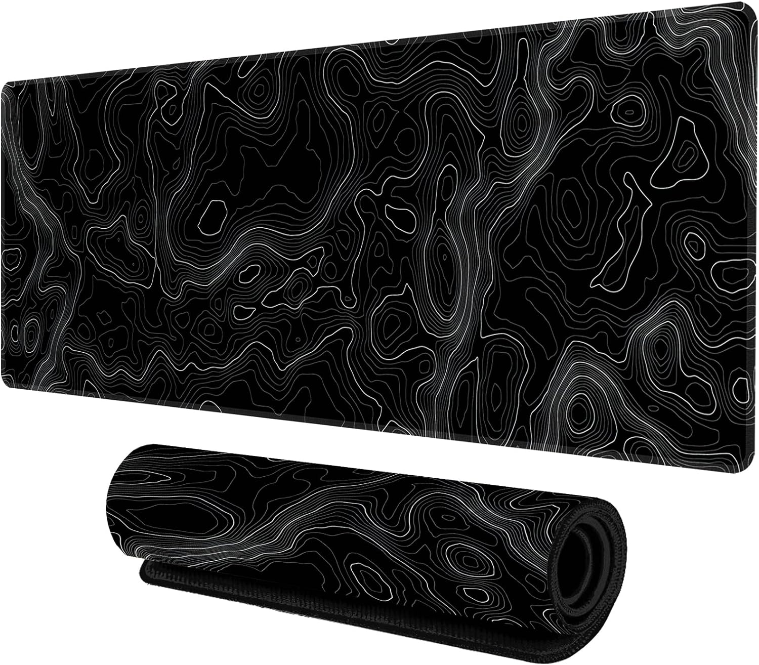 Japanese Sea Wave White Large Mouse Pad, Gaming Pad Mousepad Extended Kanagawa Mat Desk XL with 3Mm Thick Long Non-Slip Rubber Base Mice 31.5 X 11.8 Inch,