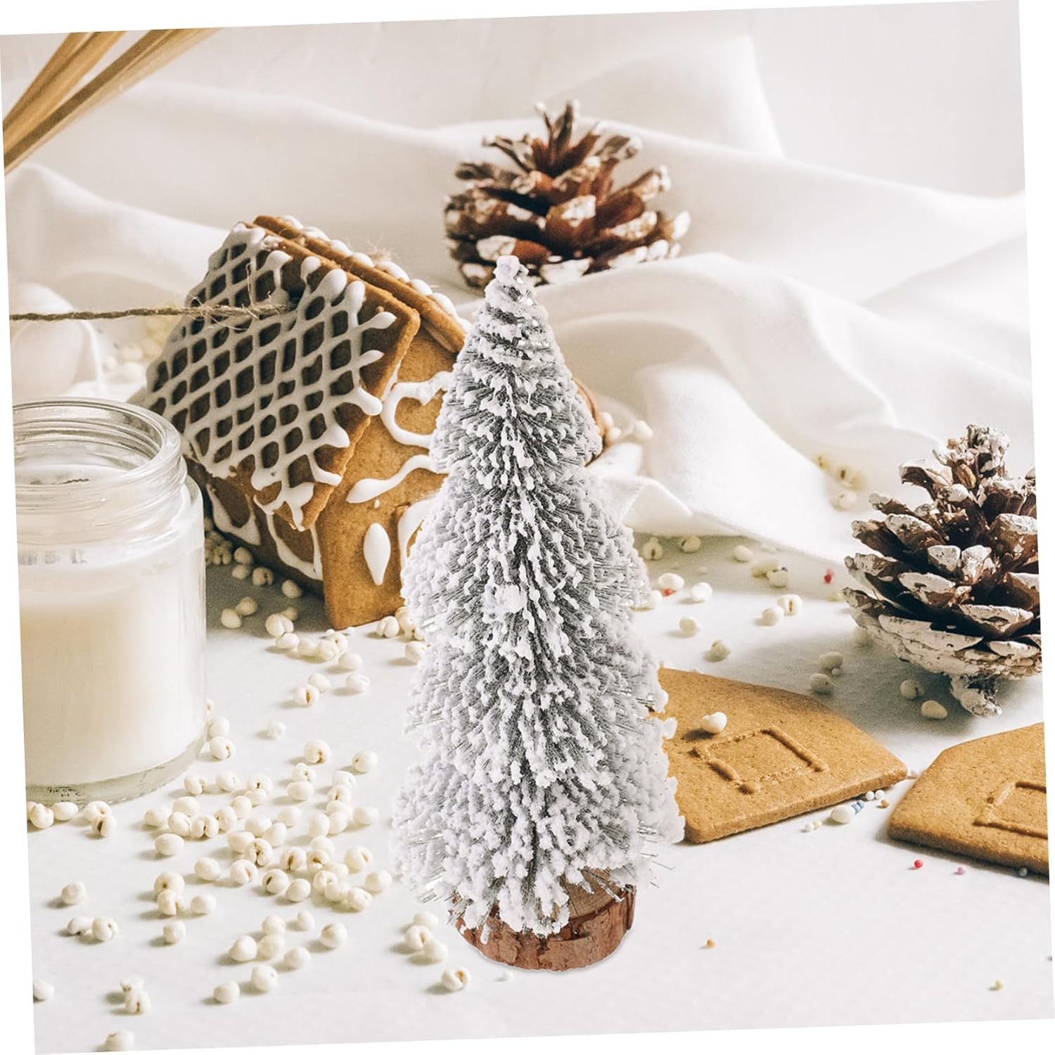 Flat Bottom Mini Christmas Trees Artificial Desktop Decorations 2Pcs Set image number 5