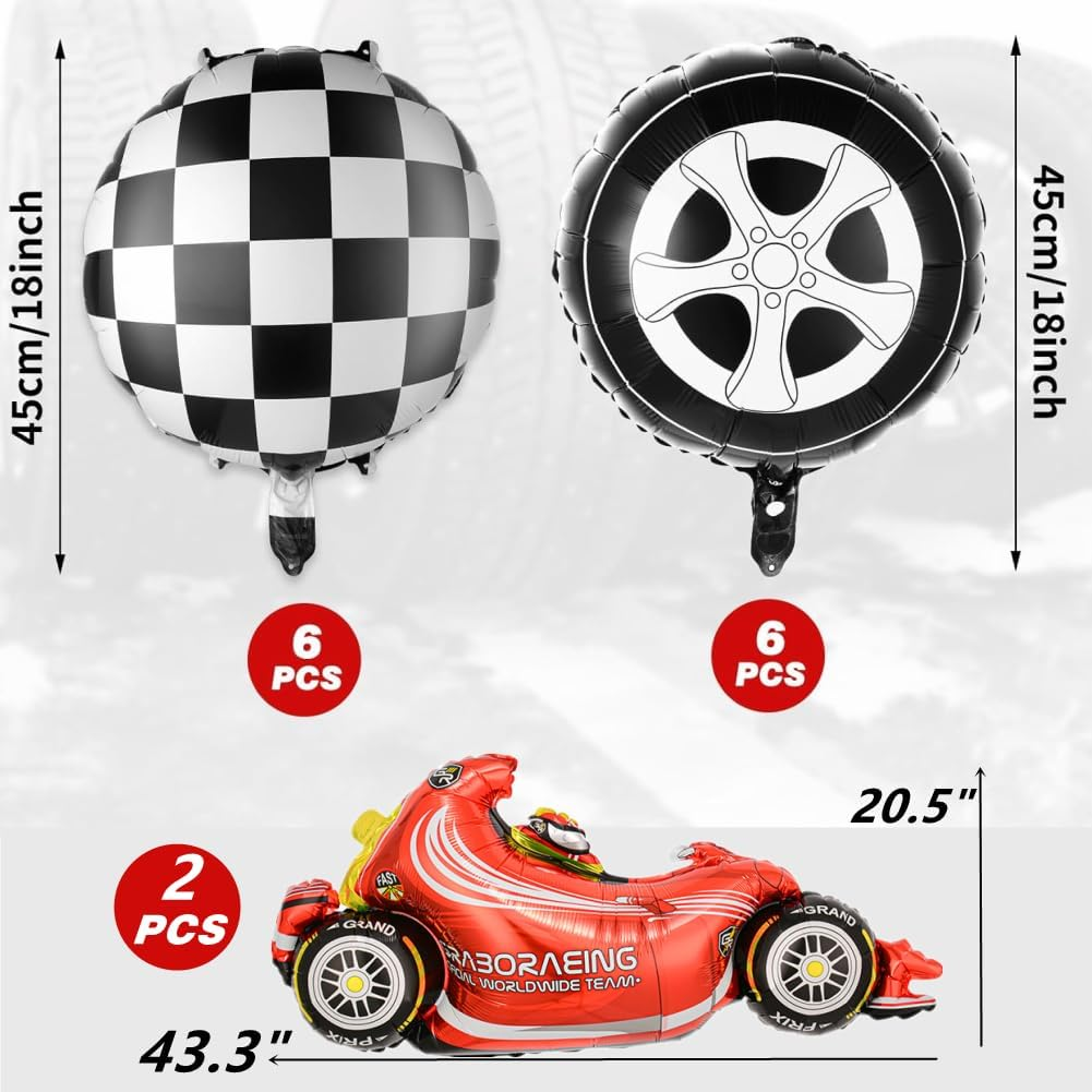 14PCS Race Car Balloons Tire Balloon Car Wheel Balloons Baby Shower Two Fast Speedy Race Car Themed Birthday Party Decor Supplies image number 5