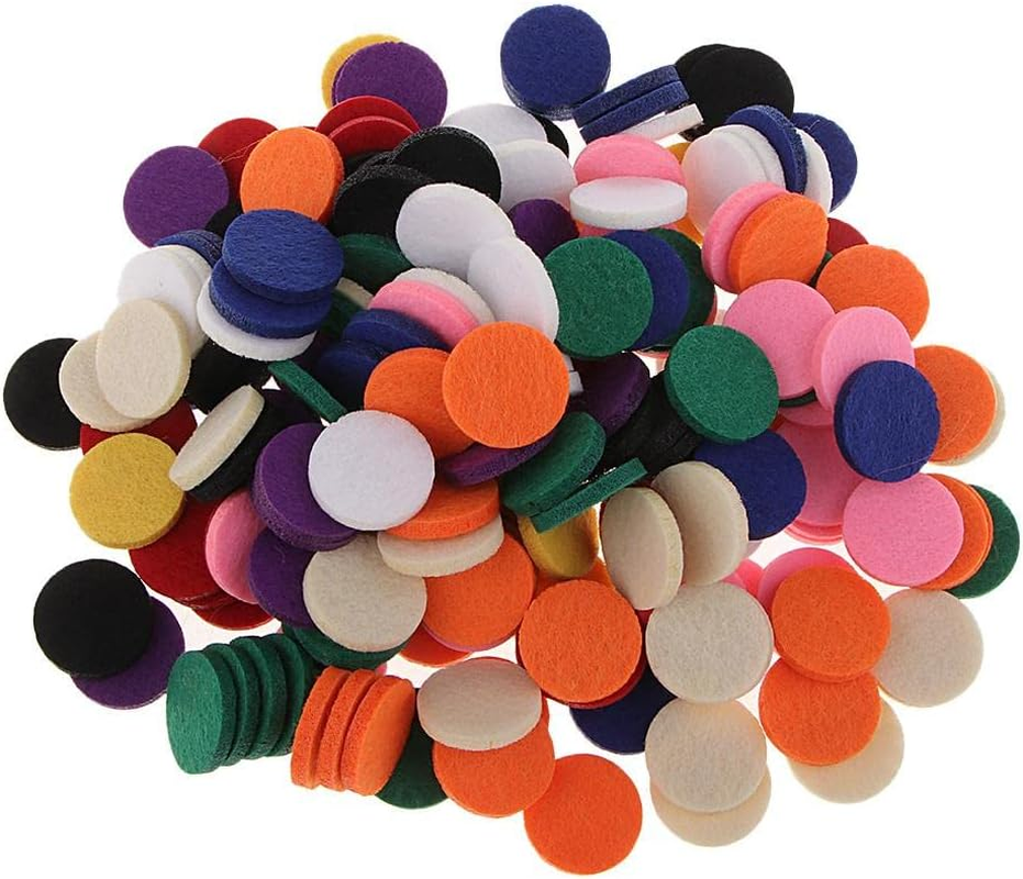 Perfeclan 200 Pieces Lots Car Vent Aromatherapy Essential Oil Diffuser Locket Air Freshener Pendant Necklace Jewelry Refill Felt Pads 21Mm - 11 Colors to Choose - Mixed image number 2