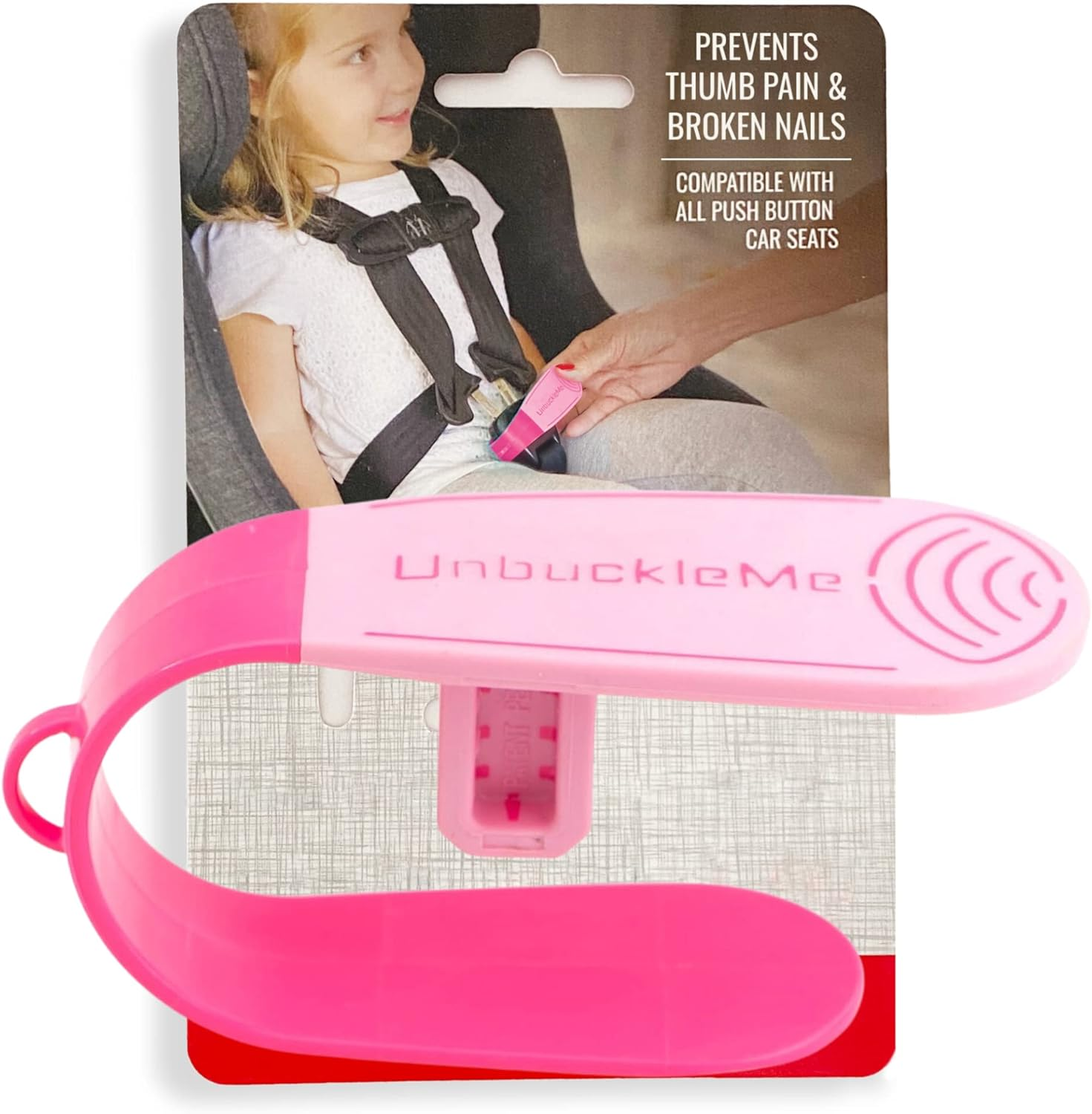 Unbuckleme Car Seat Buckle Release Tool - as Seen on Shark Tank - Makes It Easy to Unbuckle a Child'S Car Seat - Easy Tool for Parents, Grandparents & Older Children - Made in USA (1 Pack, Hot Pink) image number 1