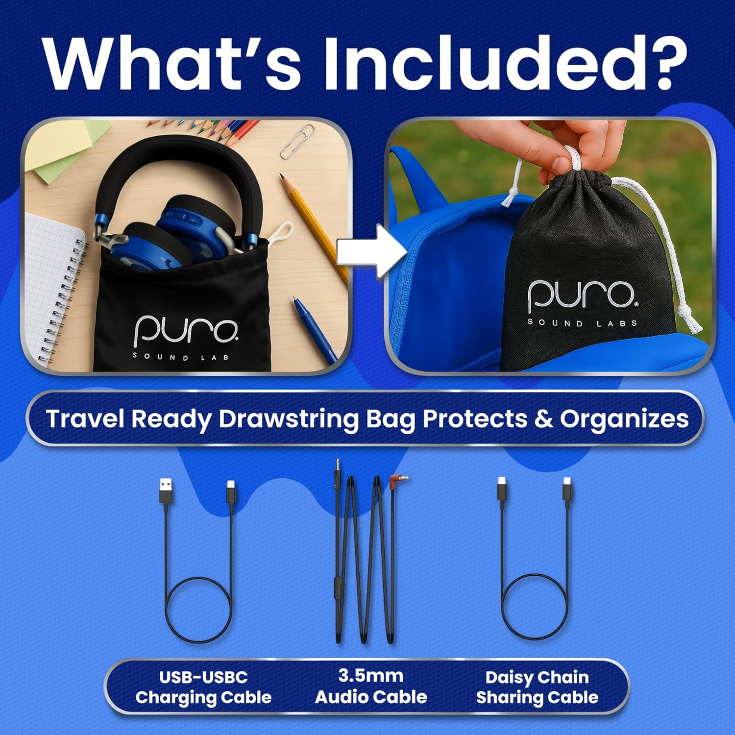 Puro Sound Labs Juniorjam plus Volume Limiting Headphones for Kids, Safer Audio to Protect Hearing- Adjustable Bluetooth Headphones for Tablets, Smartphones, Pcs- 22-Hour Battery Life-Blue - Green image number 3