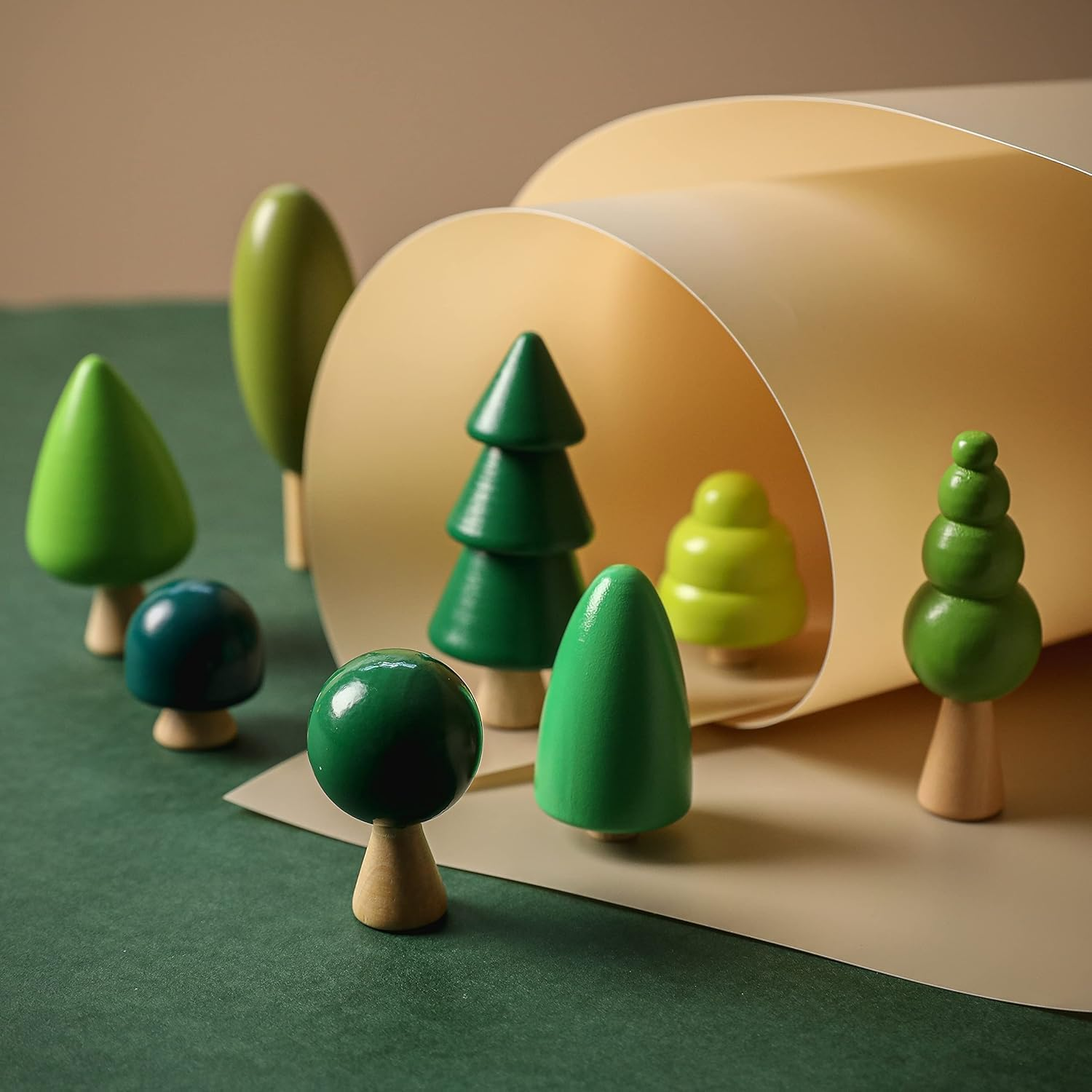 Wooden Craft Forest Trees Toys 8 Pcs Finished Scene Mini Tree Kit Craft Set Cake Topper for Early Educational Preschool Classroom Project Montessori Toys image number 1