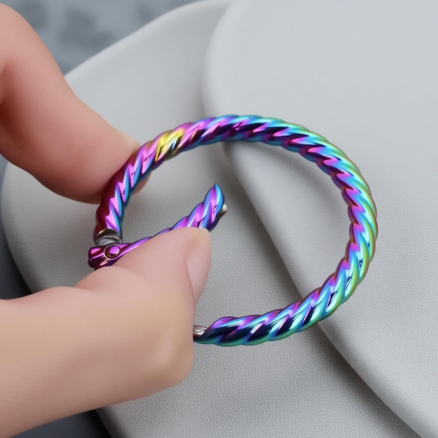 Briny River 4PCS Rainbow O Ring Hook Spring Opening Snap Clip 1 1/2 Inch Inner Diameter 38Mm Outer Diameter 48Mm Zinc Alloy Keychain image number 2