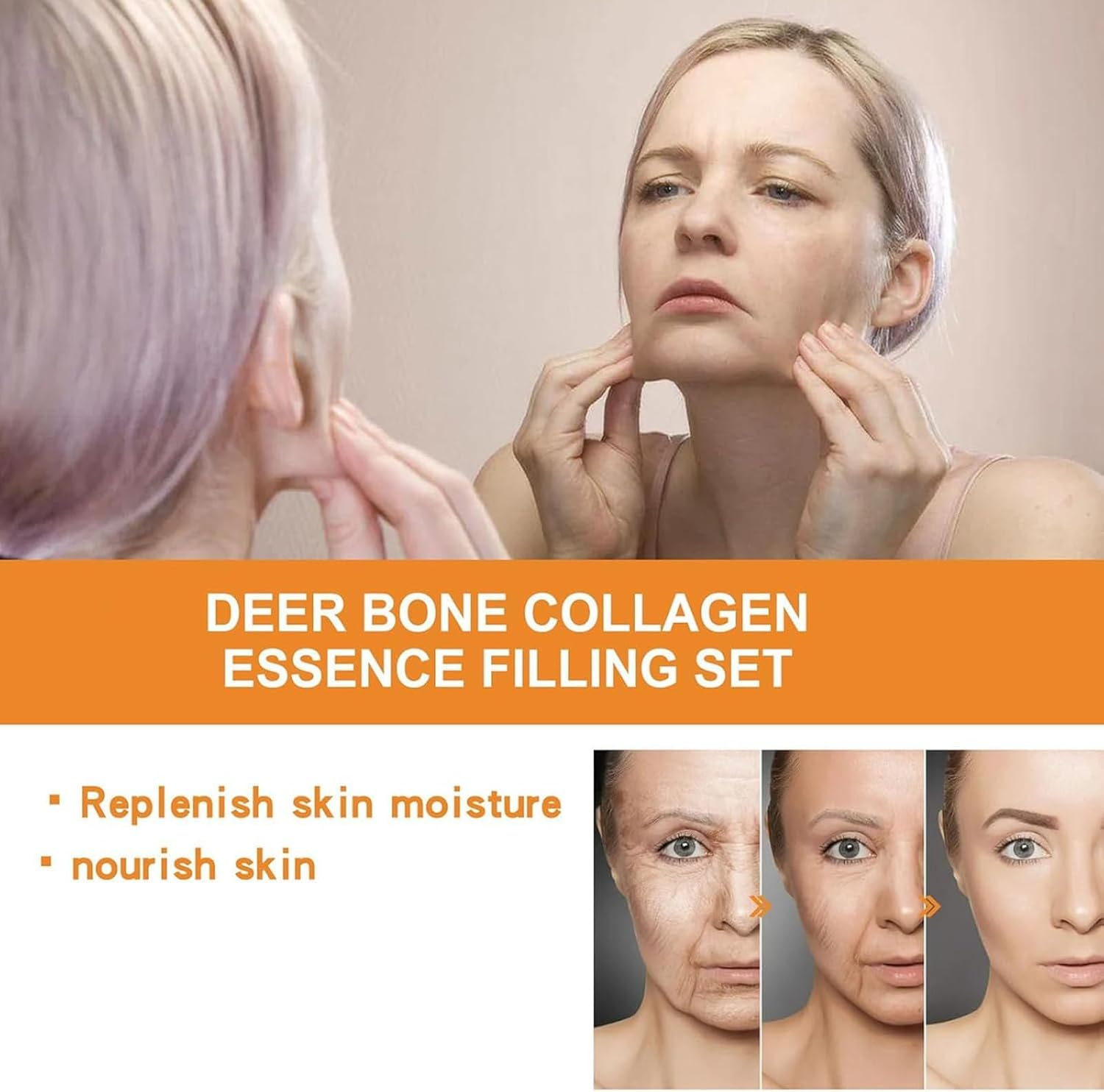 Instant Skin Essence Collagen Set,Spiral Peptide Deer Bone Collagen Essence Kit,Bone Melting Film Kit,Long-Lasting Moisturizing and Firming,For Reduce Fine Lines & Wrinkles (1Pcs) (3 PCS) - 2 Pcs image number 4